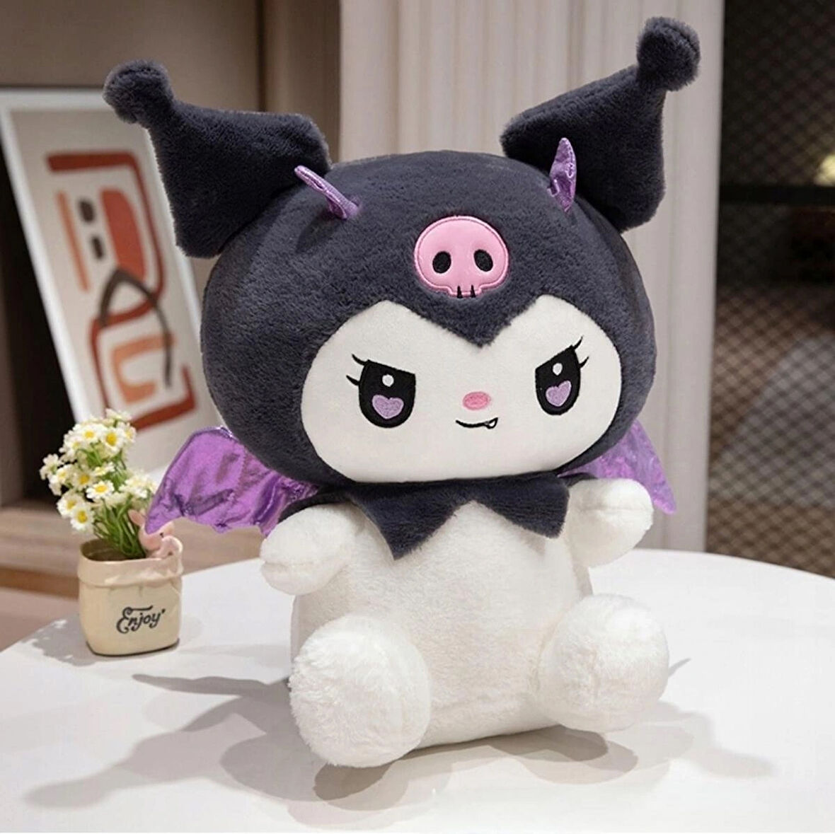 Kawaii Sanrio Sakura Kuromi Peluş Oyuncak 35 Cm Doğum Günü Hediye, Uyku Arkadaşım