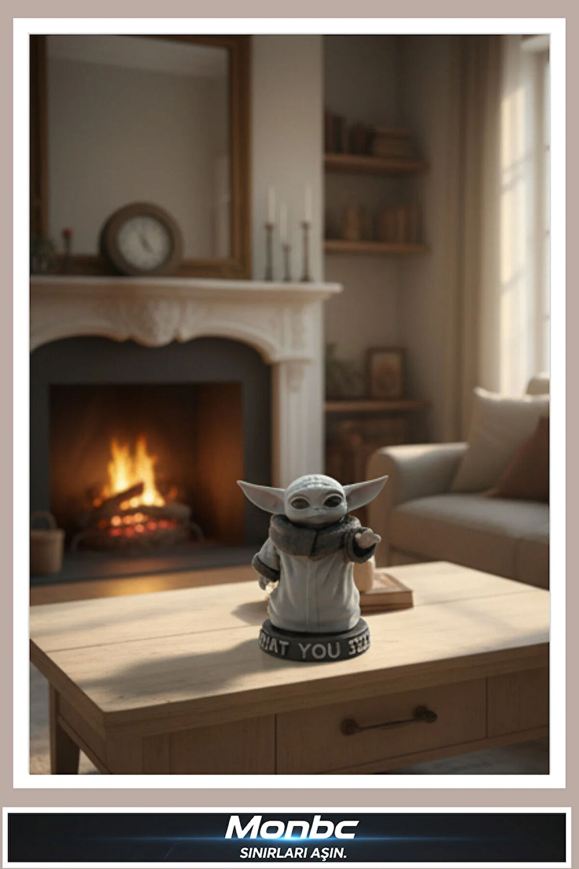 Monbc The Force Mini: Baby Yoda 3D Tasarım Dekoratif Biblo, Hediyelik ve Ev Ofis İçin Şık Aksesuar