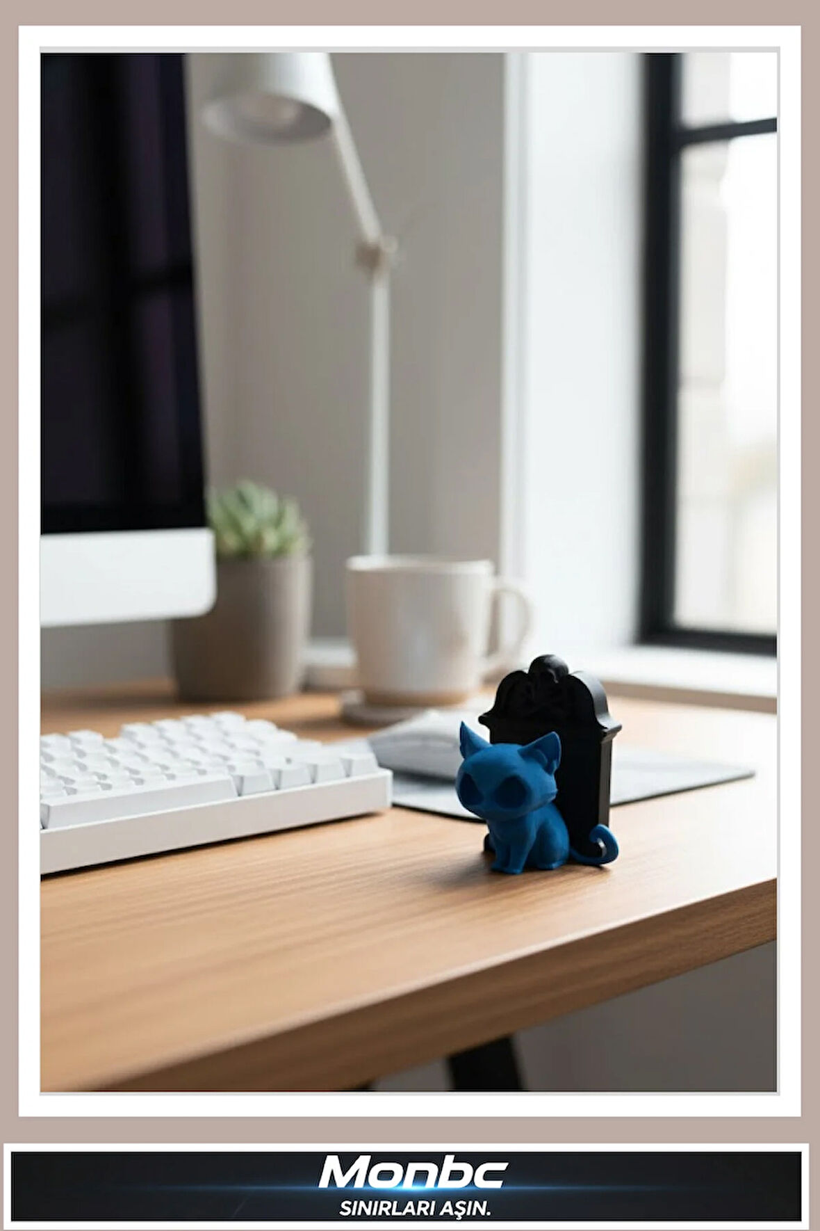 Monbc Gotik Kedi ve Mezar Taşı Figürü 3D Tasarım Dekoratif Biblo, Hediyelik ve Ev Ofis İçin Şık Aksesuar