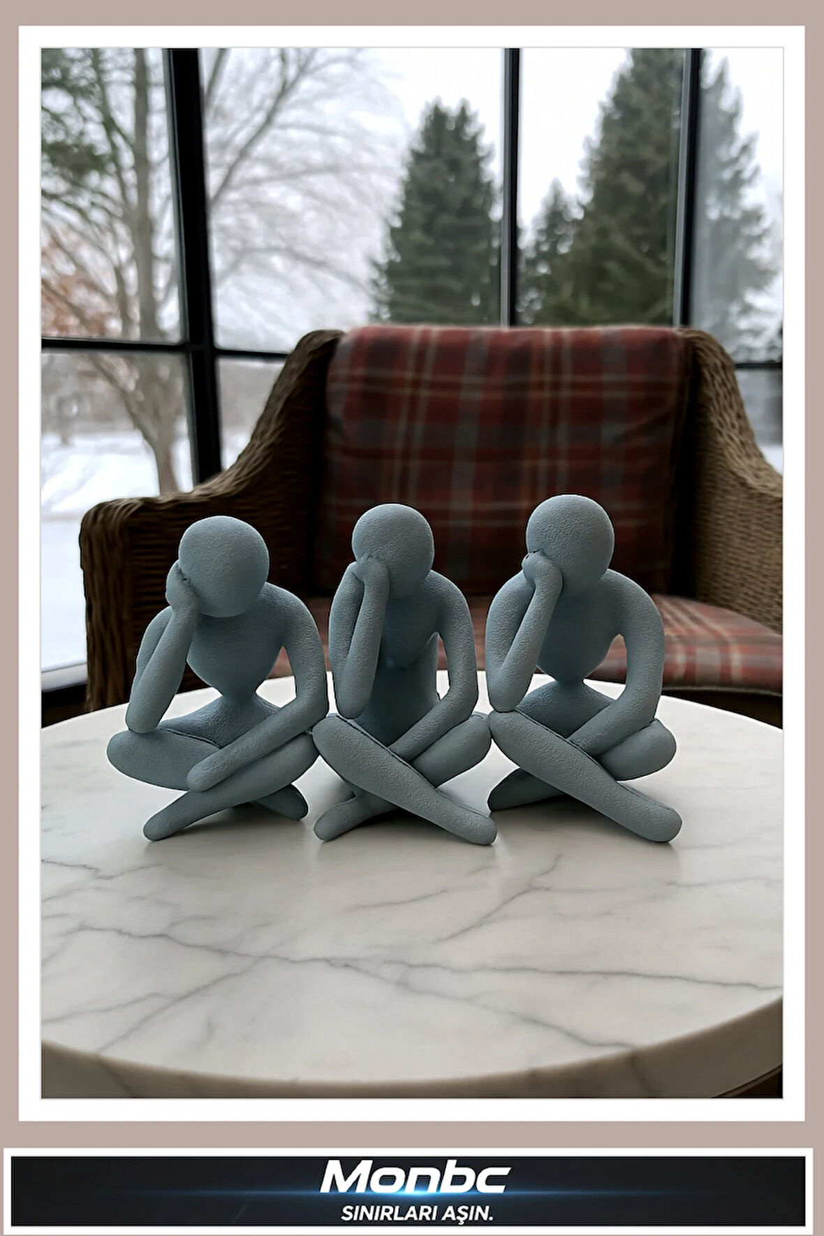 Monbc Görmedim Duymadım Bilmiyorum 3’lü 3D Tasarım Dekoratif Biblo, Hediyelik ve Ev Ofis İçin Şık Aksesuar