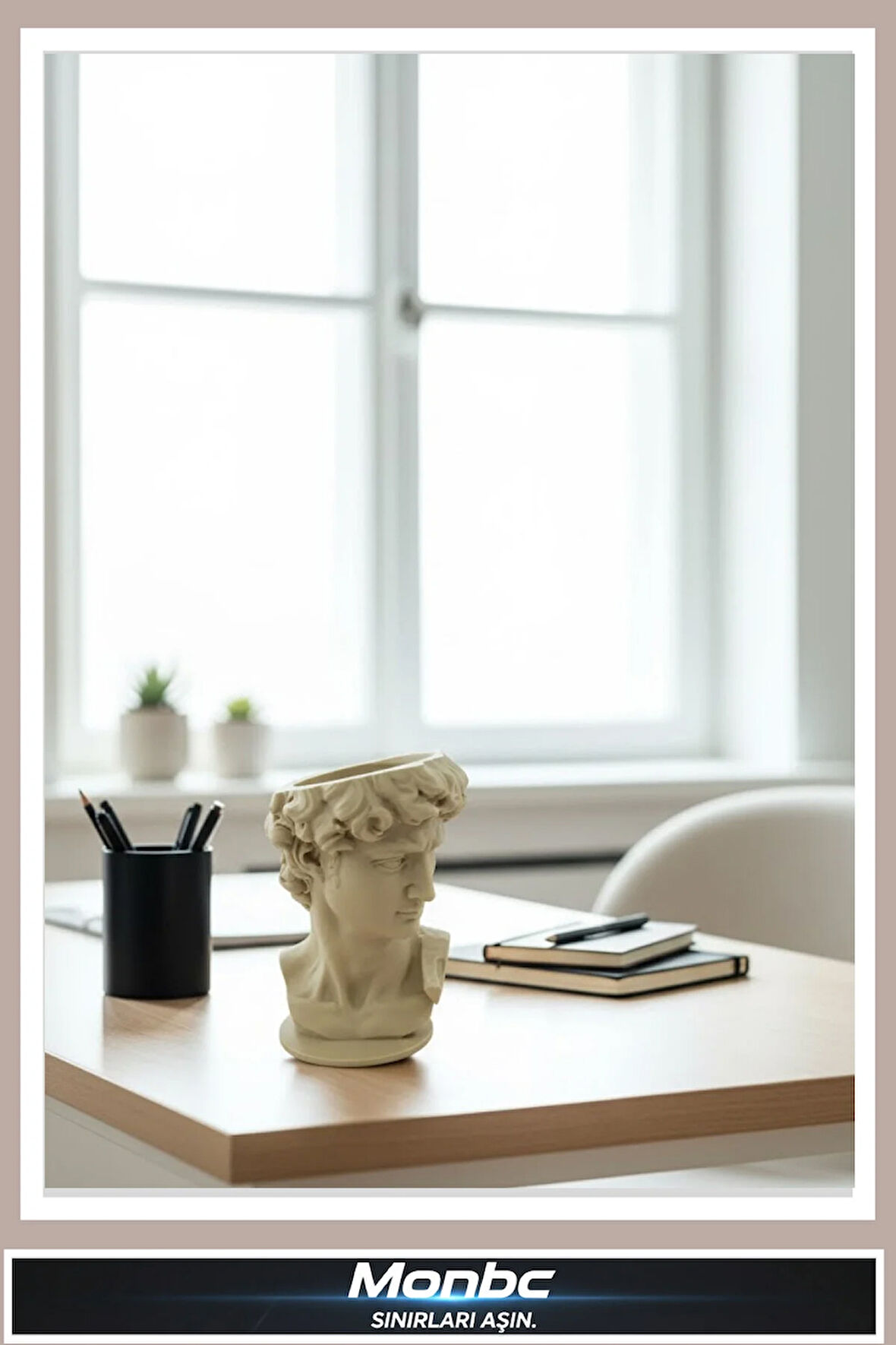 Monbc David Form Saksı Klasik Sanat Temalı 3D Tasarım Dekoratif Biblo, Hediyelik ve Ev Ofis İçin Şık Aksesuar