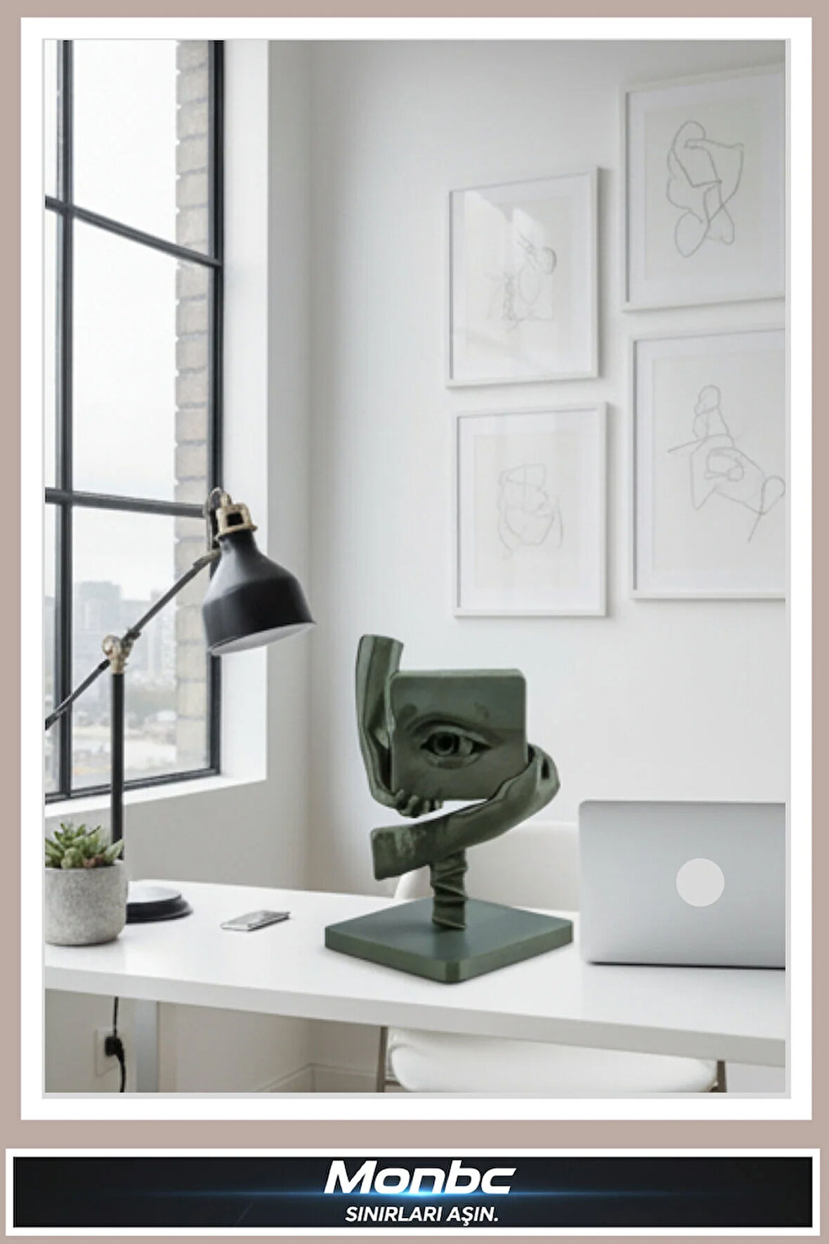 Monbc Modern Sanat Büstü 3D Tasarım Dekoratif Biblo, Hediyelik ve Ev Ofis İçin Şık Aksesuar