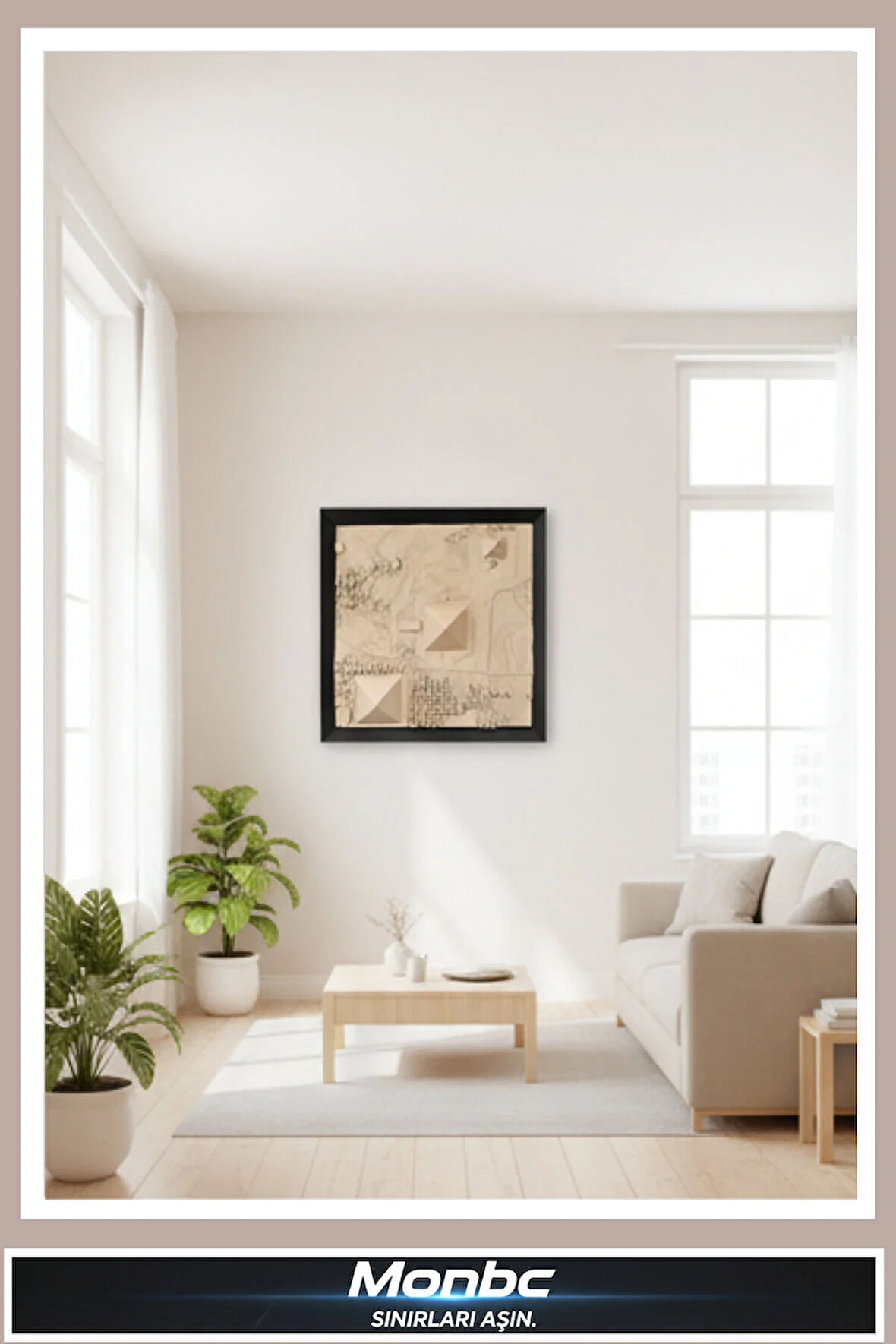 Monbc Giza Piramitleri Topografik Tablo 3D Tasarım Dekoratif Biblo, Hediyelik ve Ev Ofis İçin Şık Aksesuar