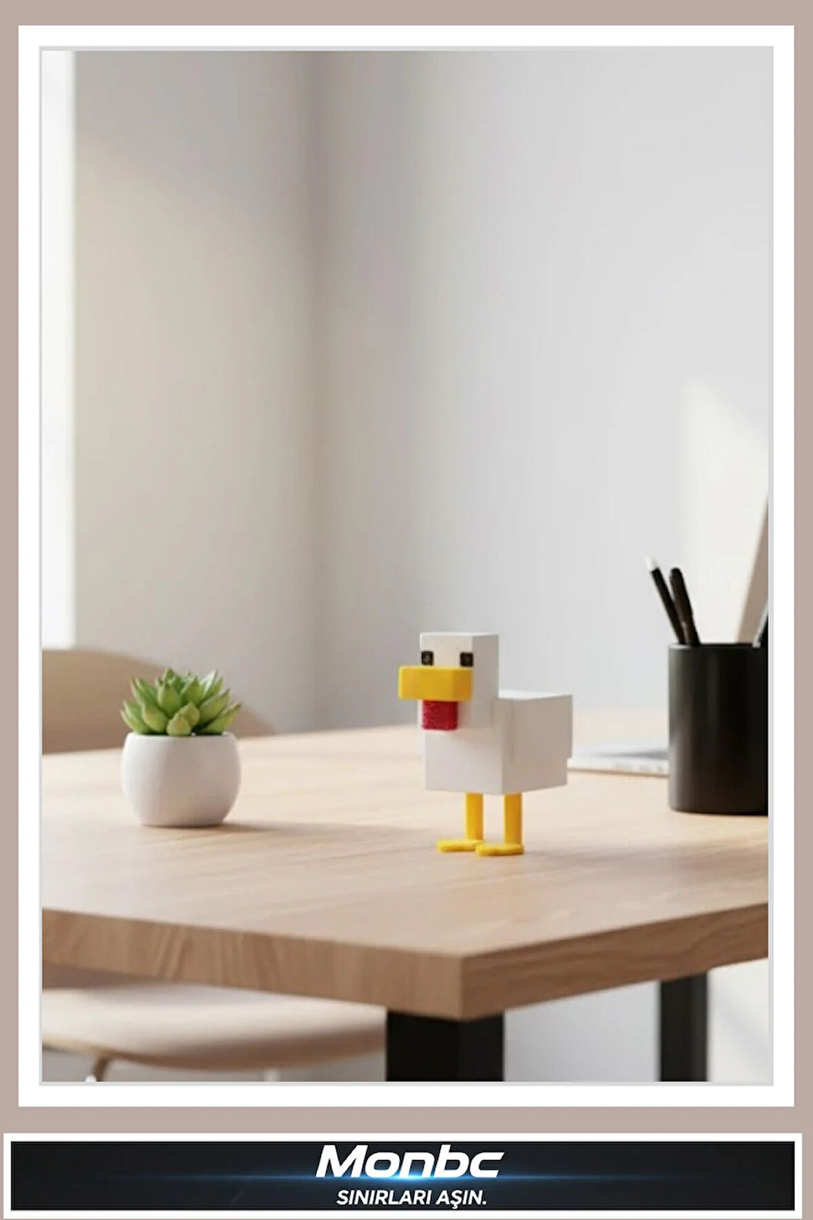 Monbc Minecraft Tavuk 3D Tasarım Dekoratif Biblo, Hediyelik ve Ev Ofis İçin Şık Aksesuar