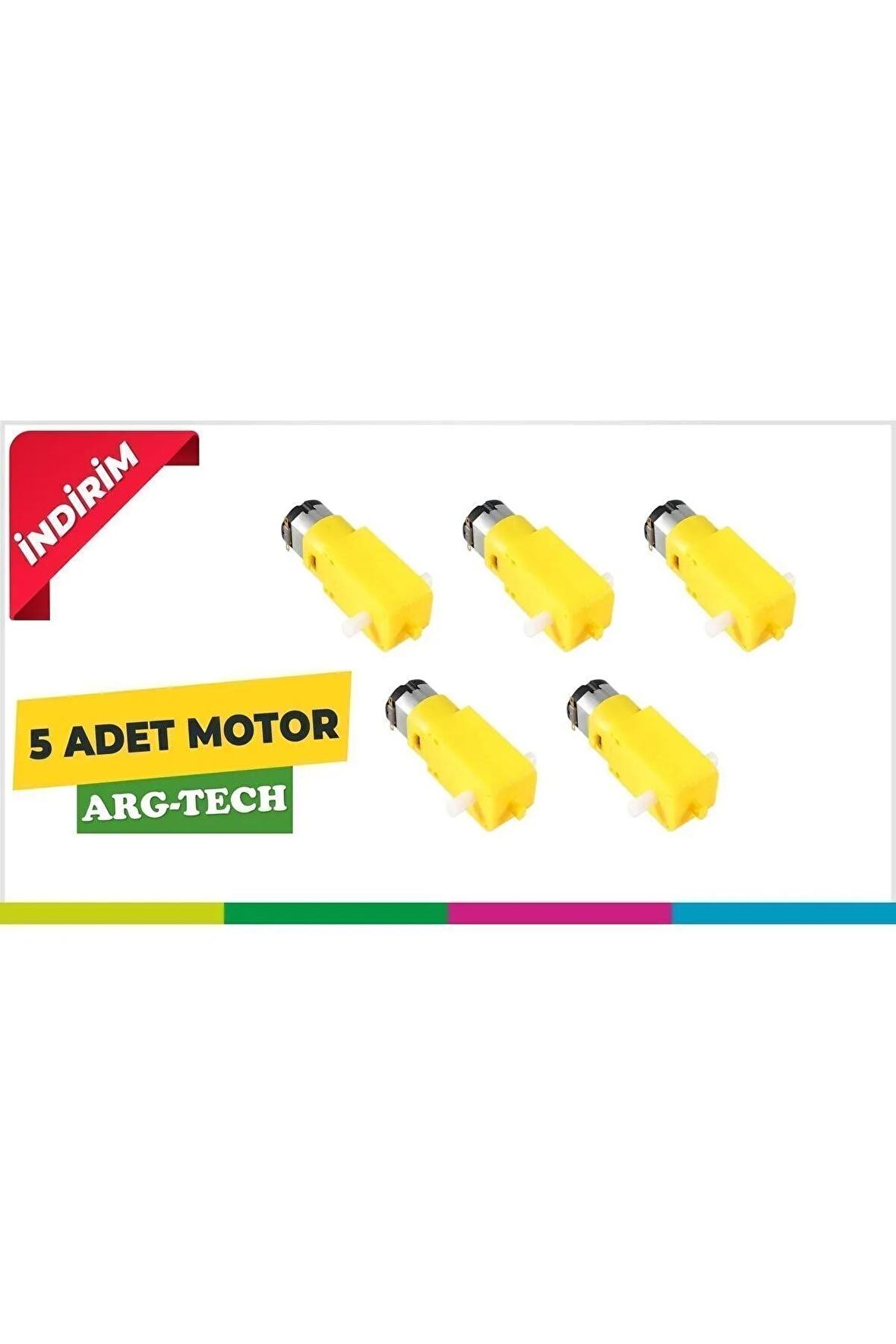 5 Adet Plastik Redüktörlü Motor - Dc 6 V / 200 Rpm / Dc Motor / Sarı Motor