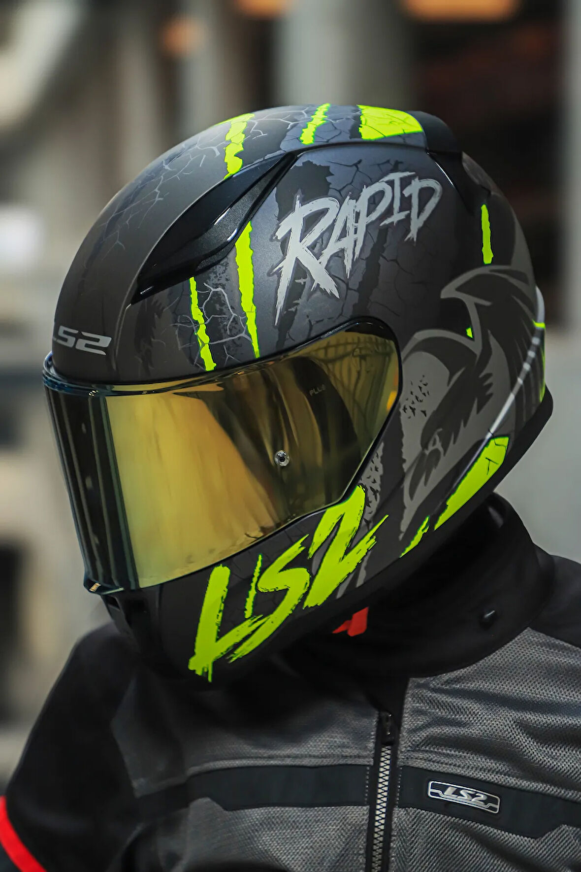 RAPID 2 RAVEN MAT SİYAH-GRİ-NEON SARI KASK