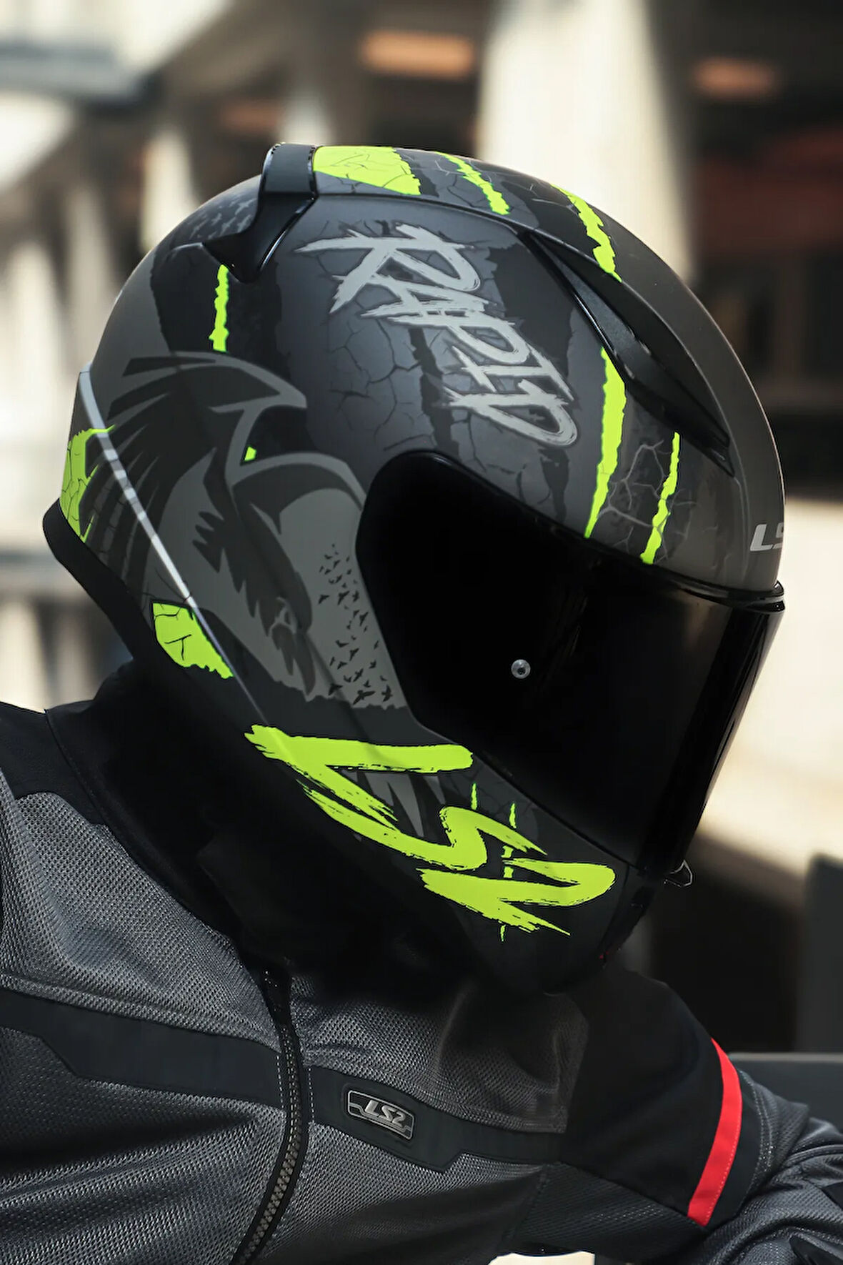 Rapıd 2 Raven Mat Siyah-gri-neon Sarı Kask