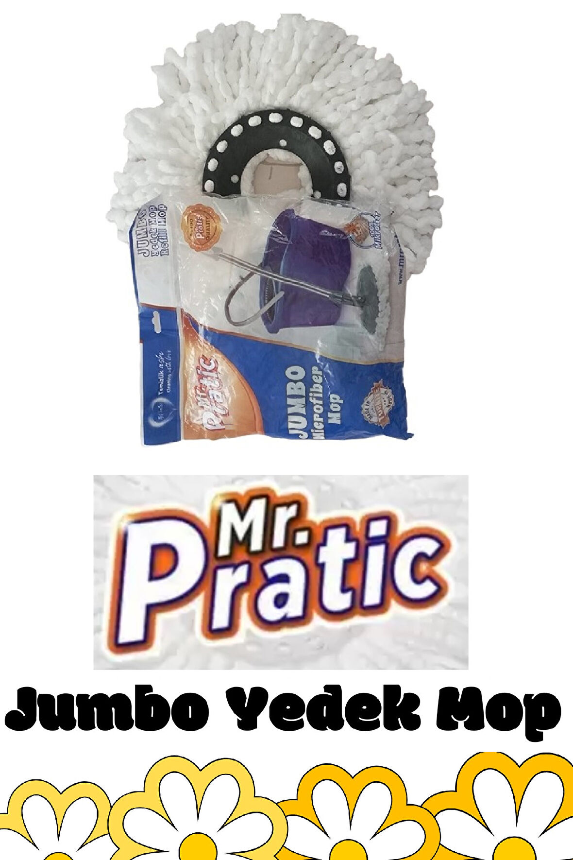 Mr.Pratic  6 Adet 360 Döner Başlıklı Yedek Jumbo Mop