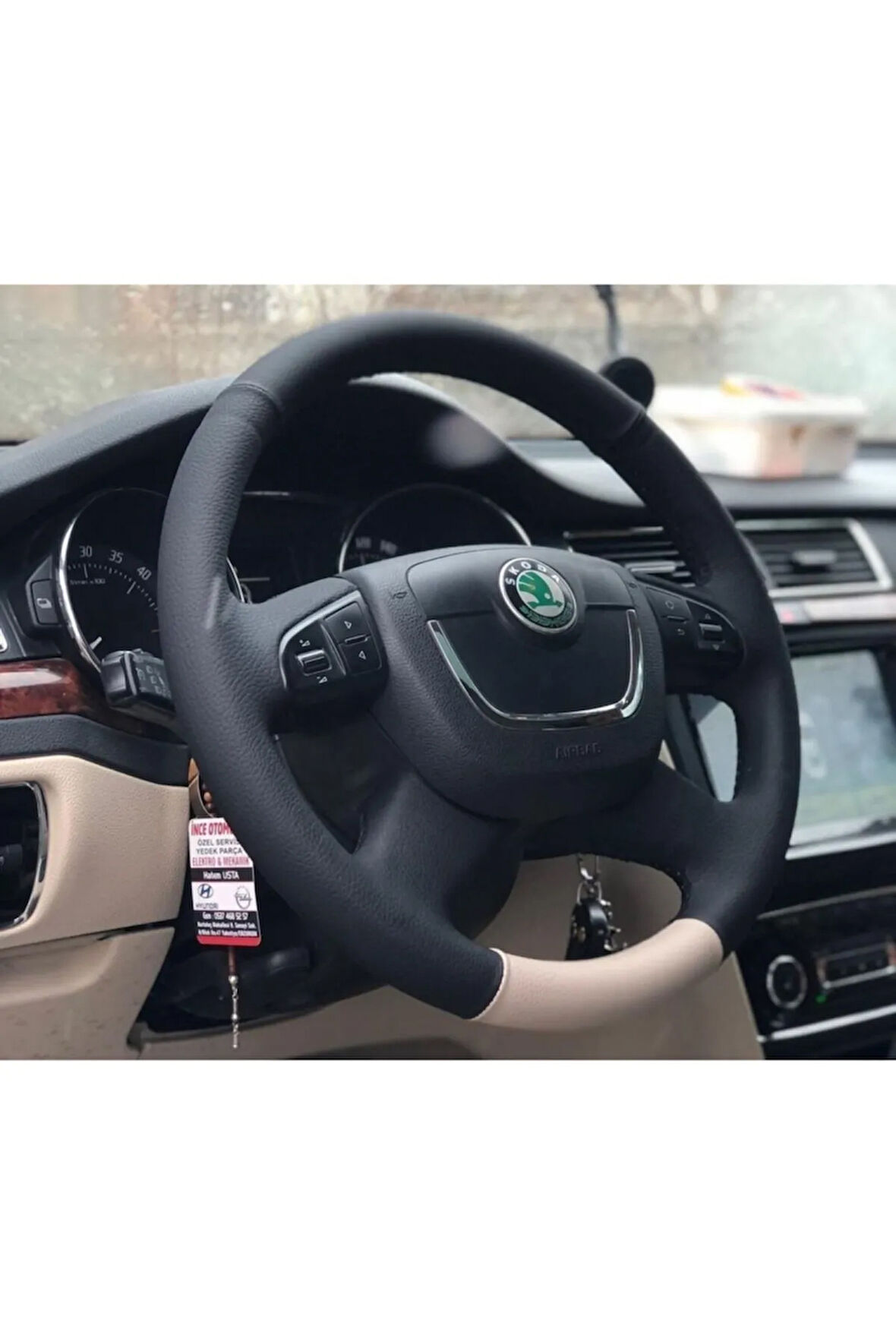 Skoda Süper B Orijinal Deri Direksiyon Kılıfı