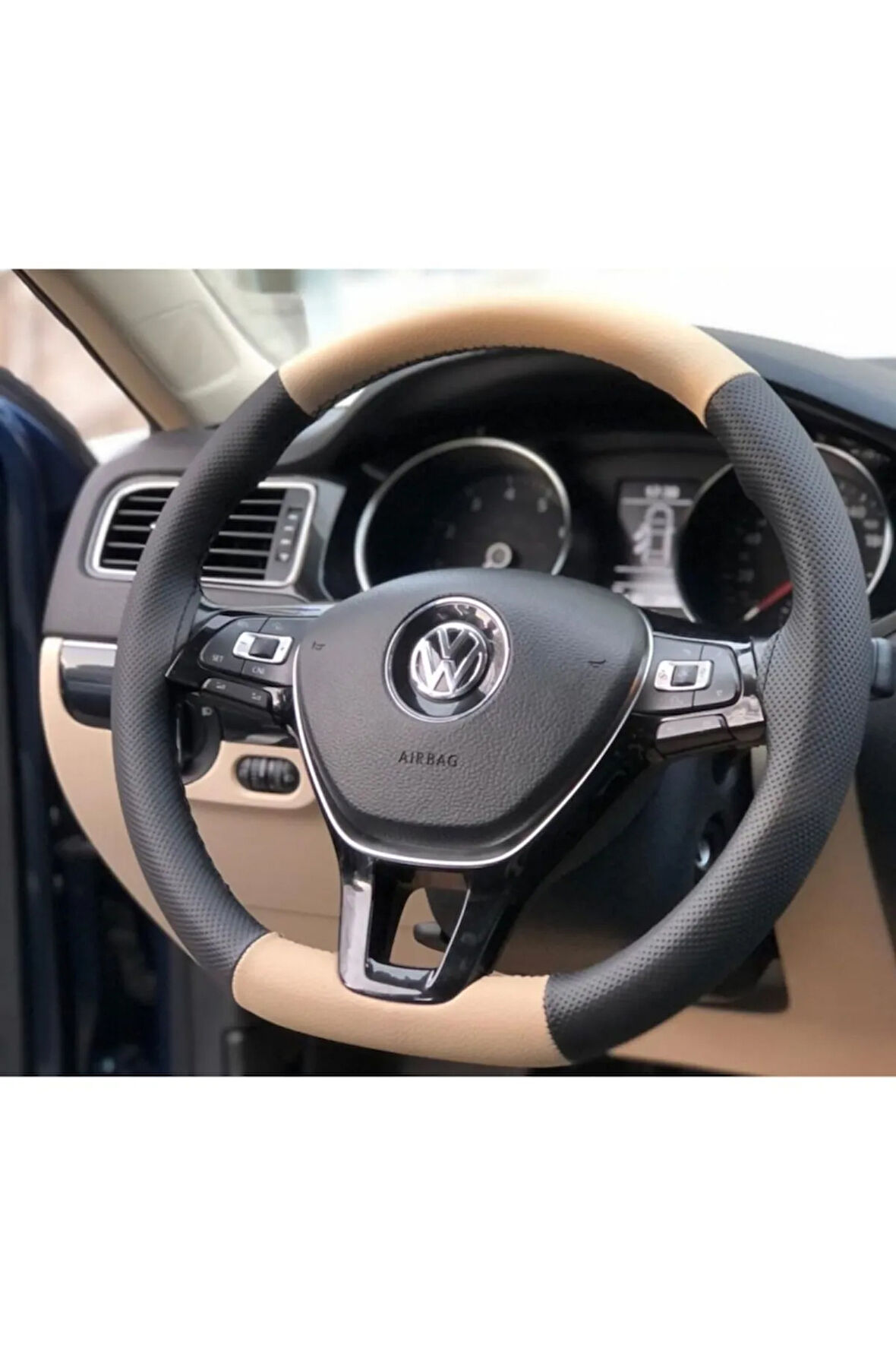 Volkswagen Jetta Çift Renk Deri Direksiyon Kılıfı