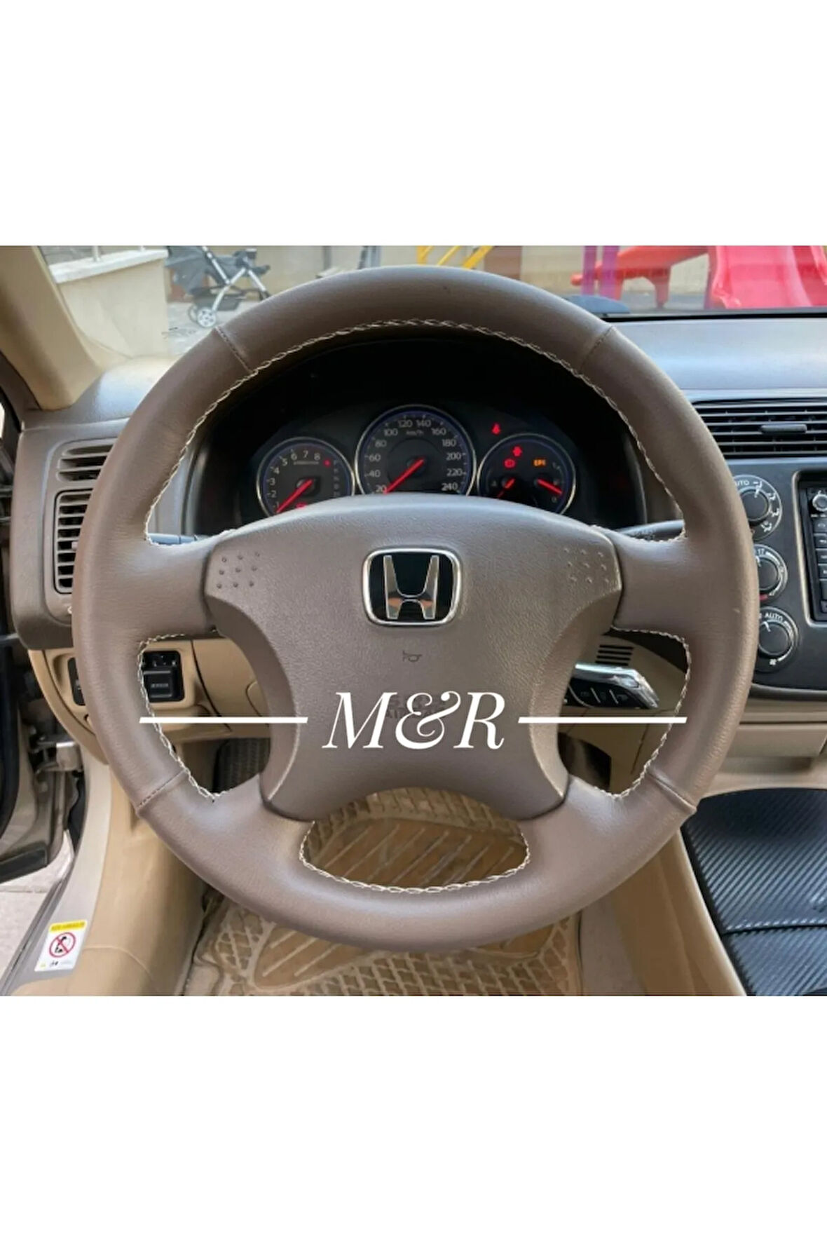 Honda Civic Vtec 2 Orjinal Kaplama Bej Deri Direksiyon Kılıfı