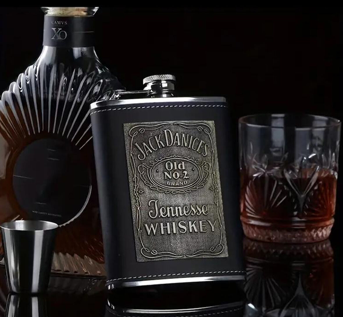 JACK-DANIEL'S Çelik Paslanmaz Matara Deri Kaplama