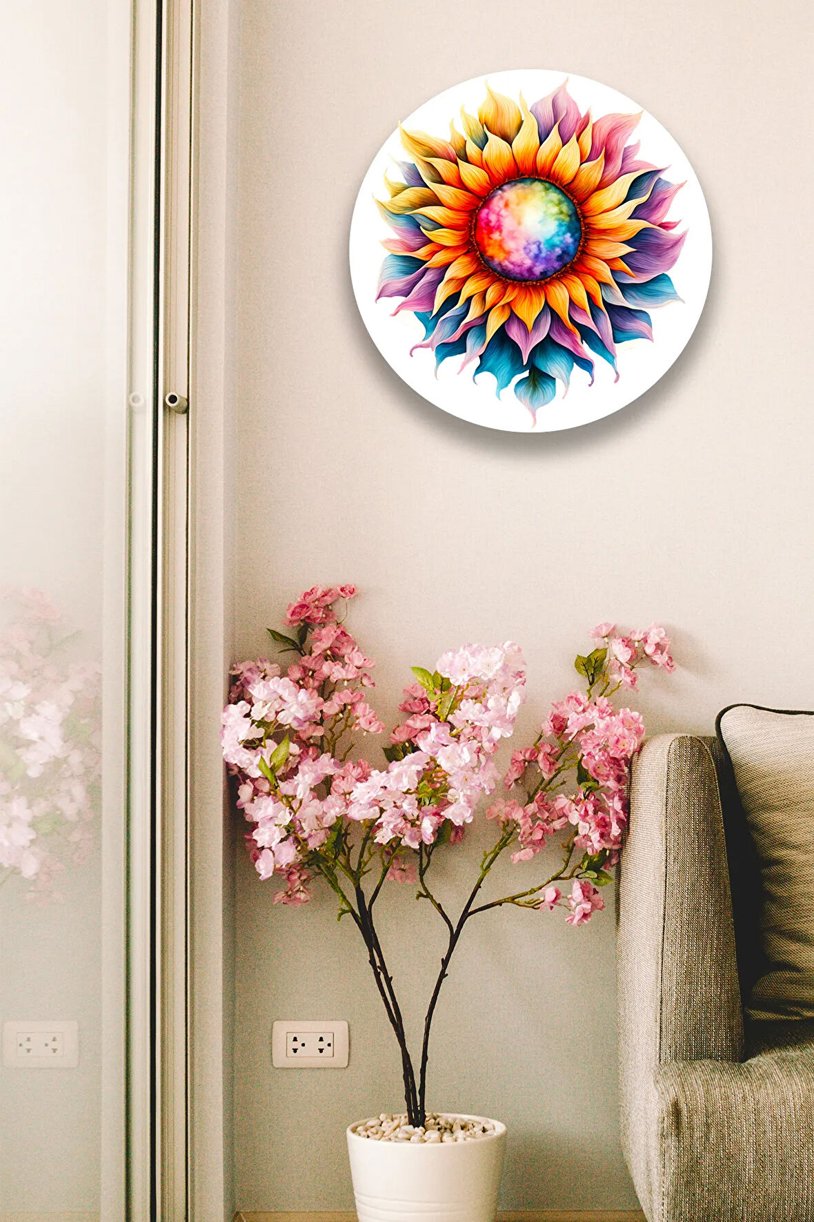 Mandala Renkli Ahşap Tablo Modeli, Oturma Odası, Yatak Odası, Salon, Ofis, Ev Dekorasyonu