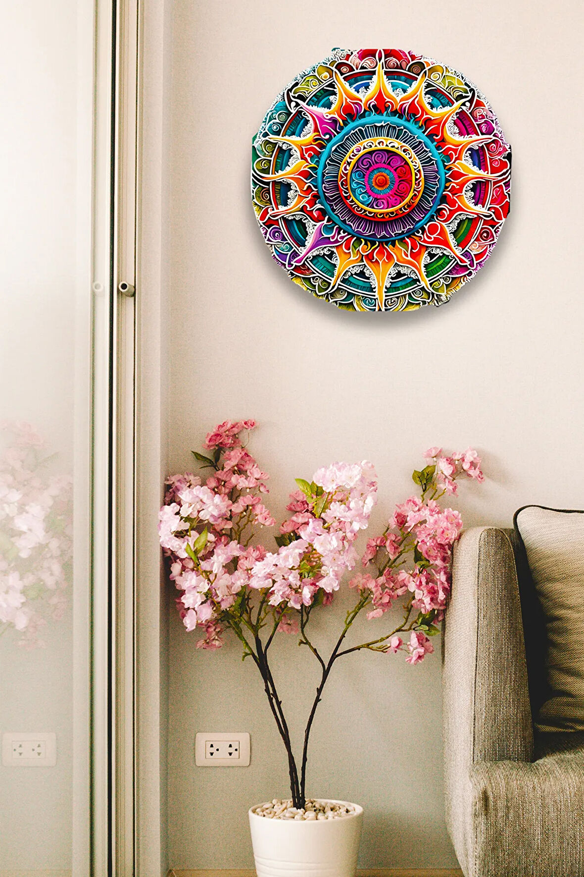 Mandala Renkli Ahşap Tablo Modeli, Oturma Odası, Yatak Odası, Salon, Ofis, Ev Dekorasyonu