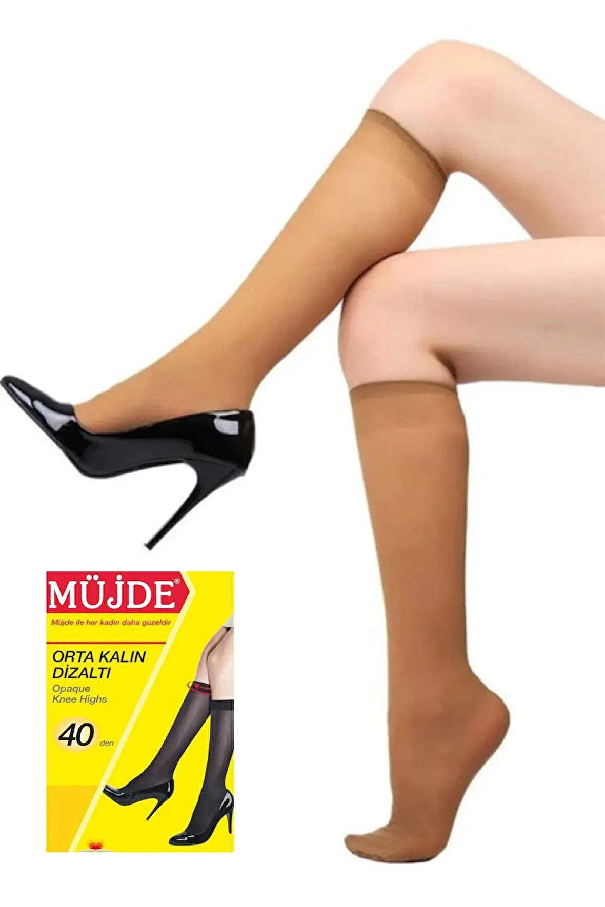 4'lü Paket Fit 40 Den Orta Kalın Diz Altı Çorap 38 Bronz