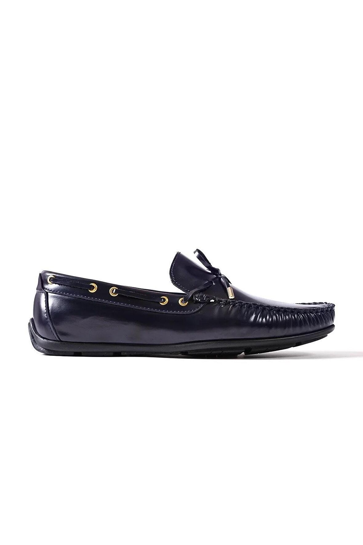 Shoecide Xanthos Lacivert Hakiki Deri Erkek Loafer Ayakkabı