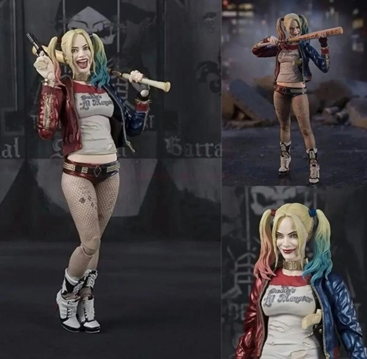 Harley Quinn anime action figür 3 kafalı 13 cm sevimli kaliteli hediyelik figür