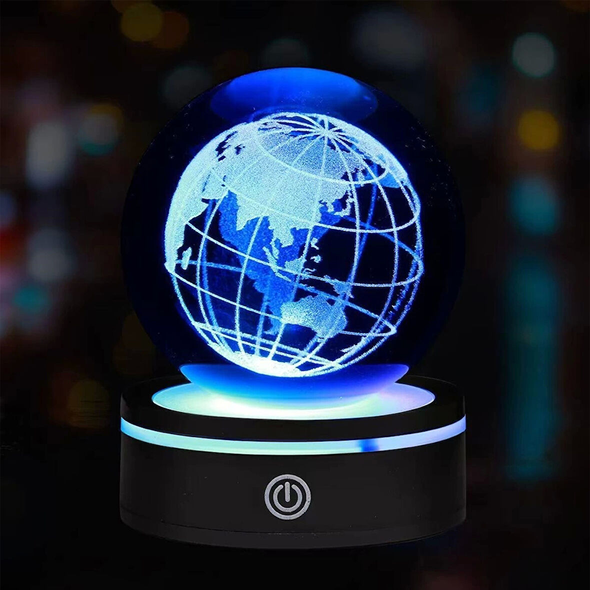 USB'li Dünya Tasarımlı Dönen Cam Küre