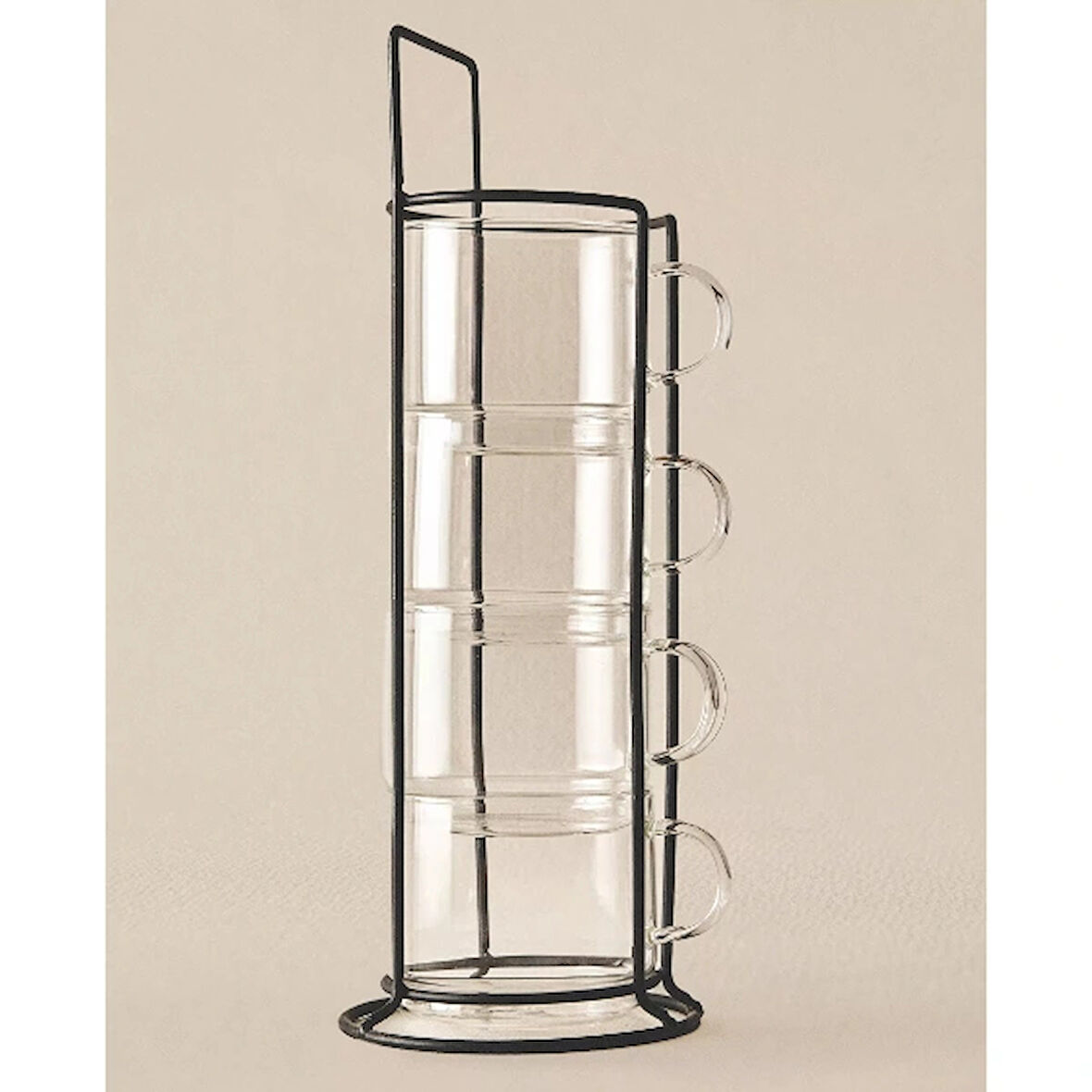 Standlı Borosilikat 4'lü Fincan Seti