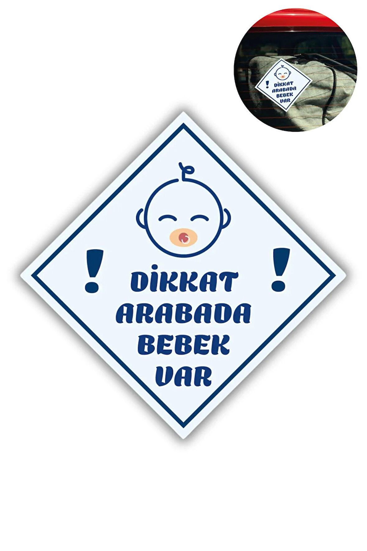 &quot;DİKKAT ARABADA ERKEK BEBEK VAR - EMZİKLİ&quot; Uyarı Stickerı | Araba Camı İçin 10x10 cm Etiket