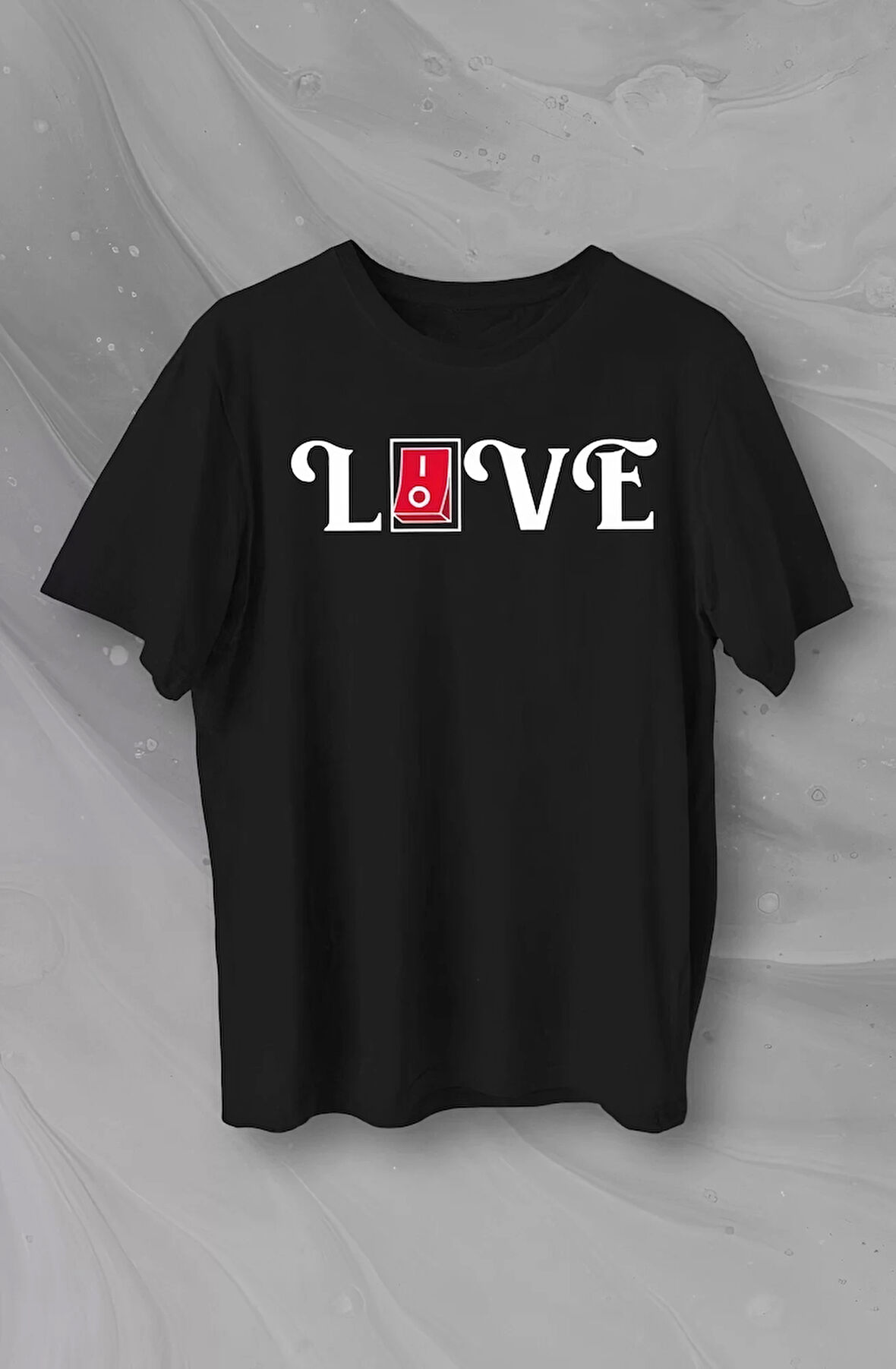 Sevgililer Günü İçin Özel Tasarım Love Baskılı T-shirt - Siyah