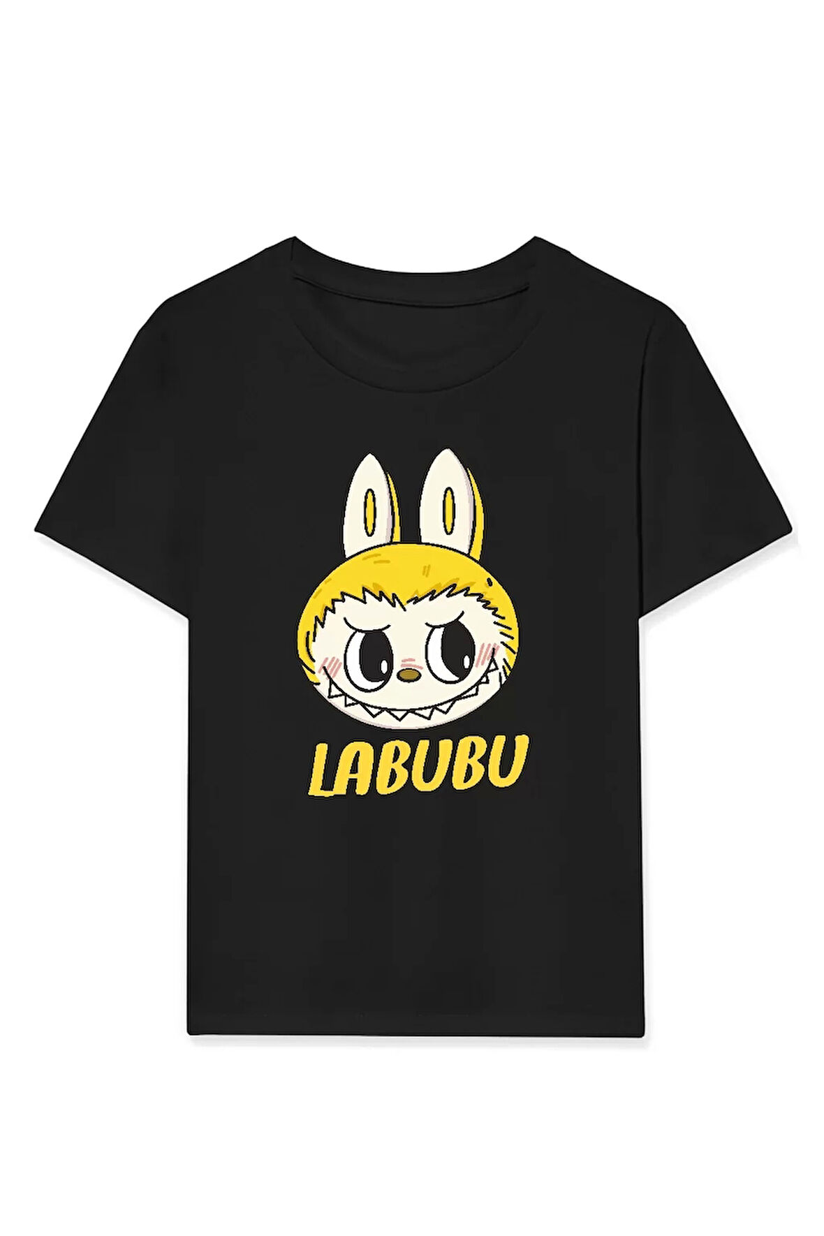 Kız Labubu Çocuk Baskılı T-Shirt - Siyah