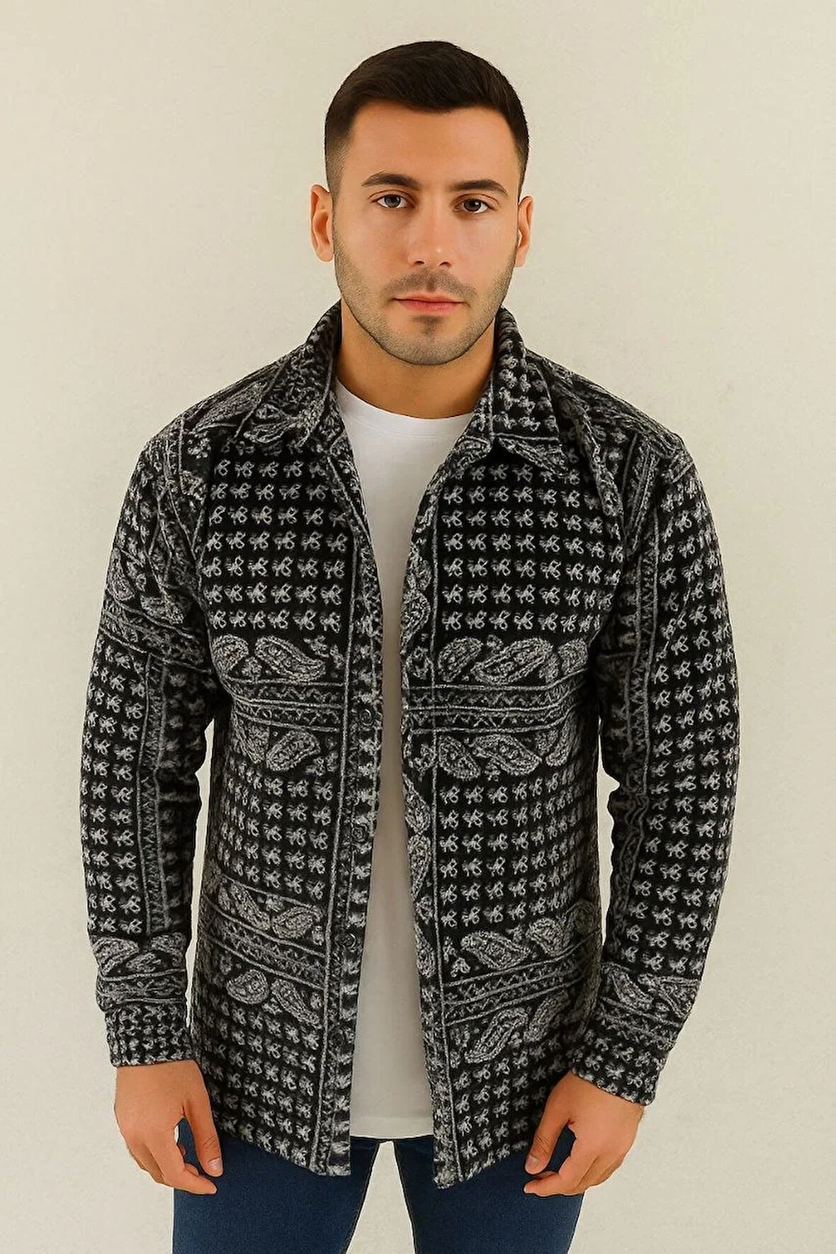 Erkek Polar Fermuarlı Sweatshirt – Kapüşonsuz, Cepli, Yumuşak Dokulu, Oversize Rahat Kalıp, Kışlık Sıcak Tutan Fermuarlı Üst - Siyah