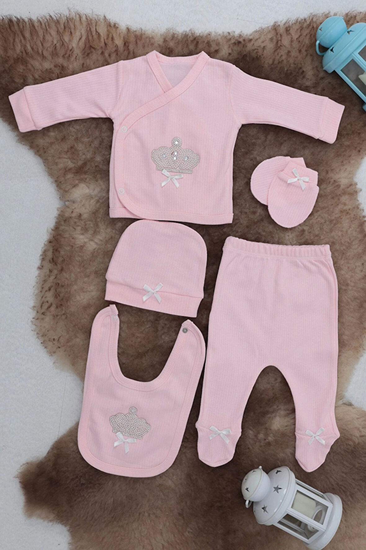 Sema Baby 5 Parça Hastane Çıkışı Zıbın Seti 0-3 Ay - Queen