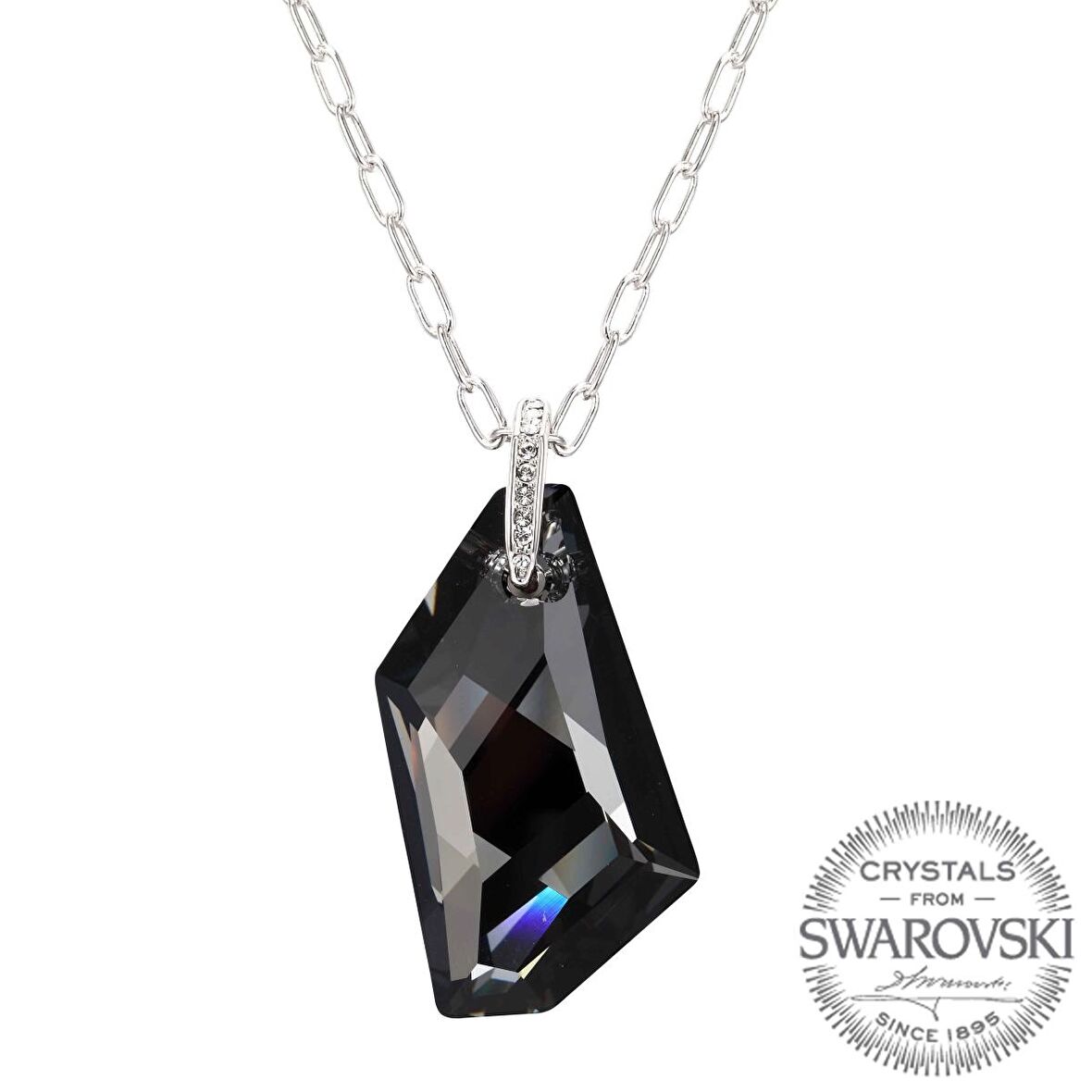 Monemel Siyah Swarovski Taşlı Kolye