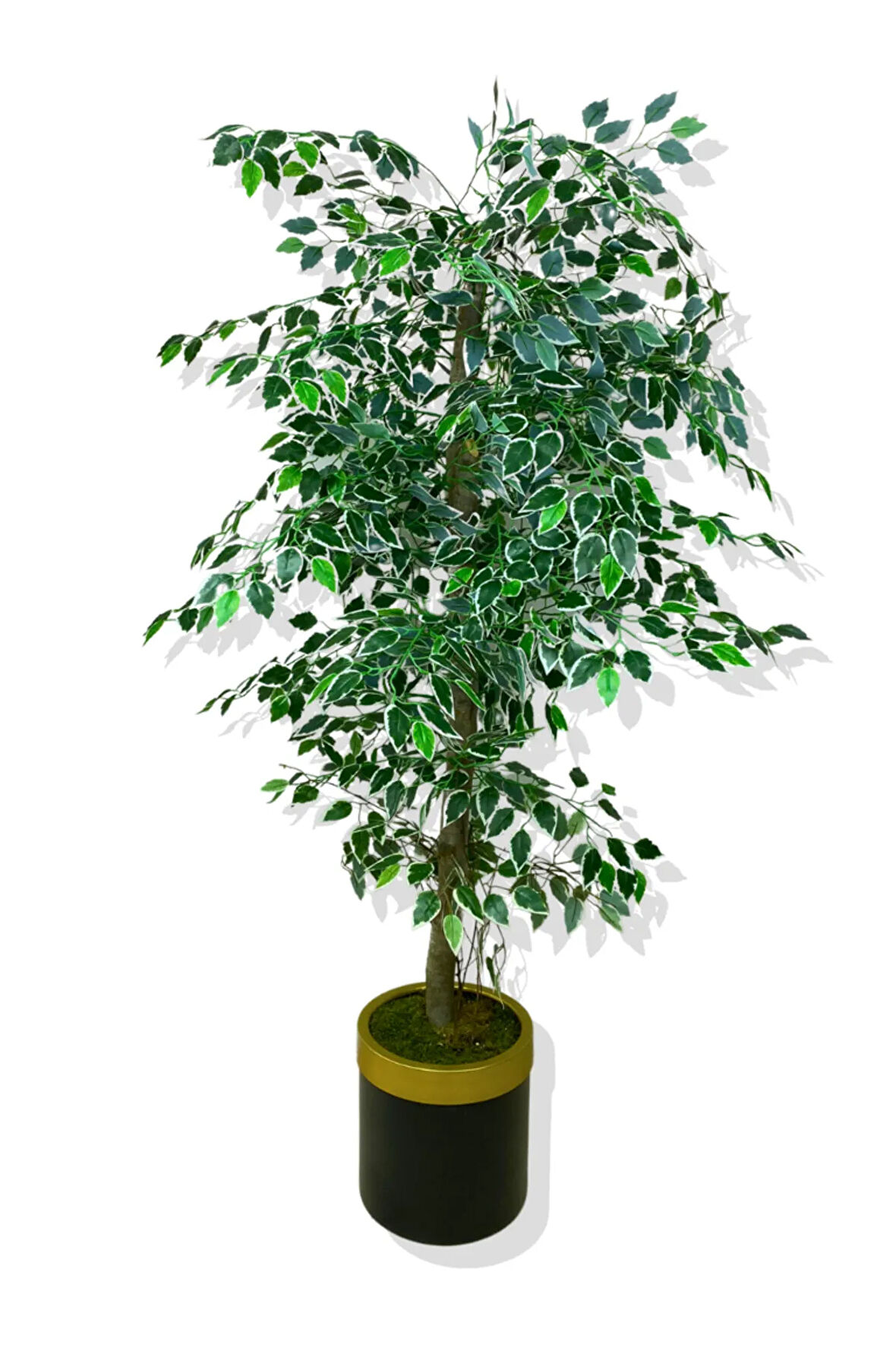FİCUS 180 CM YAPAY AĞAÇ 30x30 GOLD KEMERLİ SAKSI