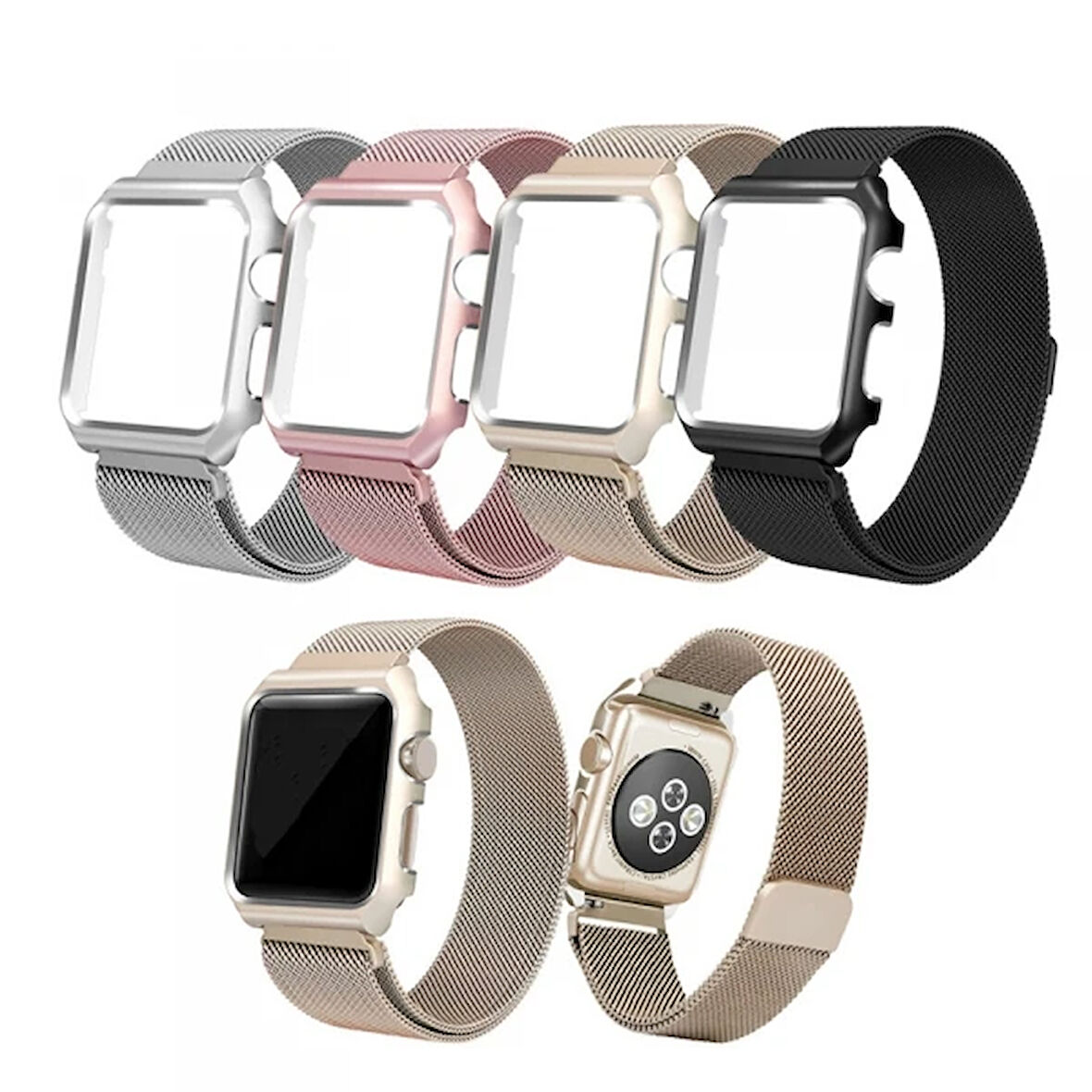 Ally Apple Uyumlu Watch 6-5-4 44mm Watch Ultra 49mm Metal Kayış Milano Loop+metal Kılıf