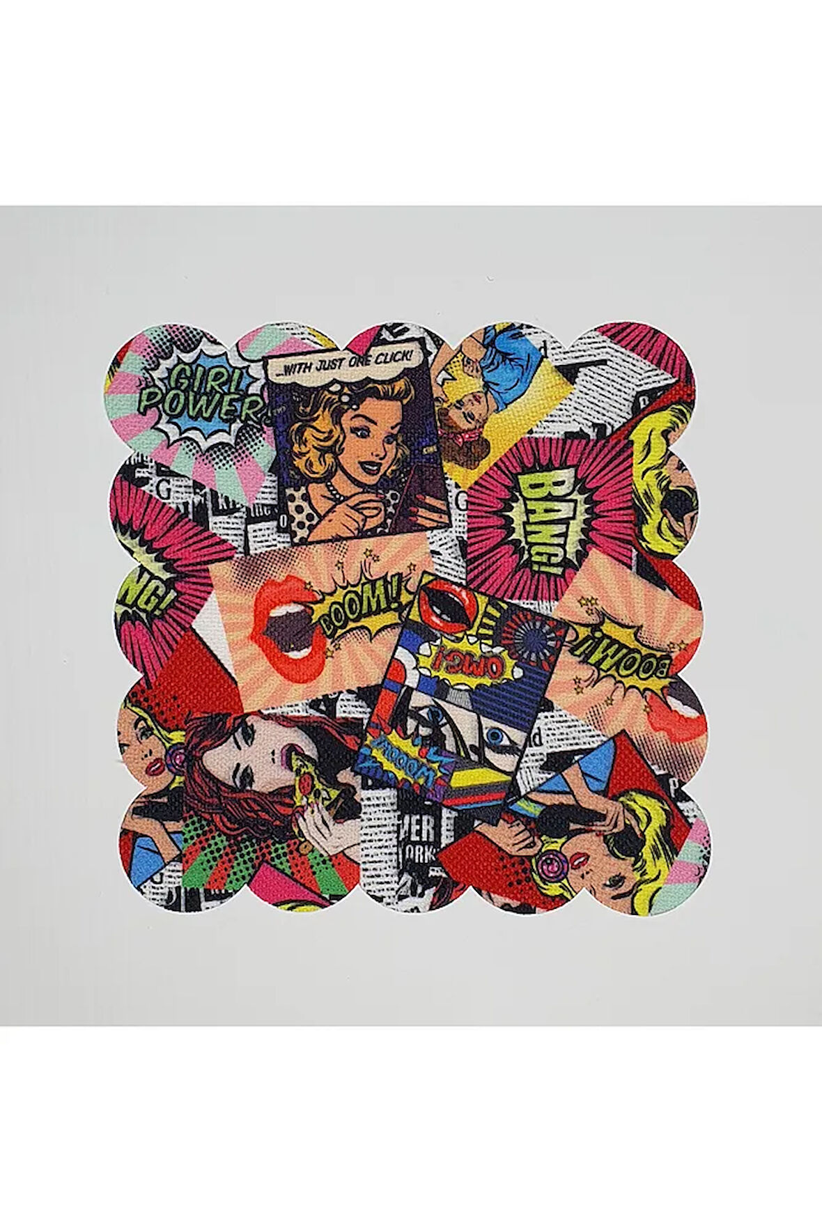 Pop Art Kadın Desenli Dijital Baskılı Lazer Kesim Kokteyl Peçetesi