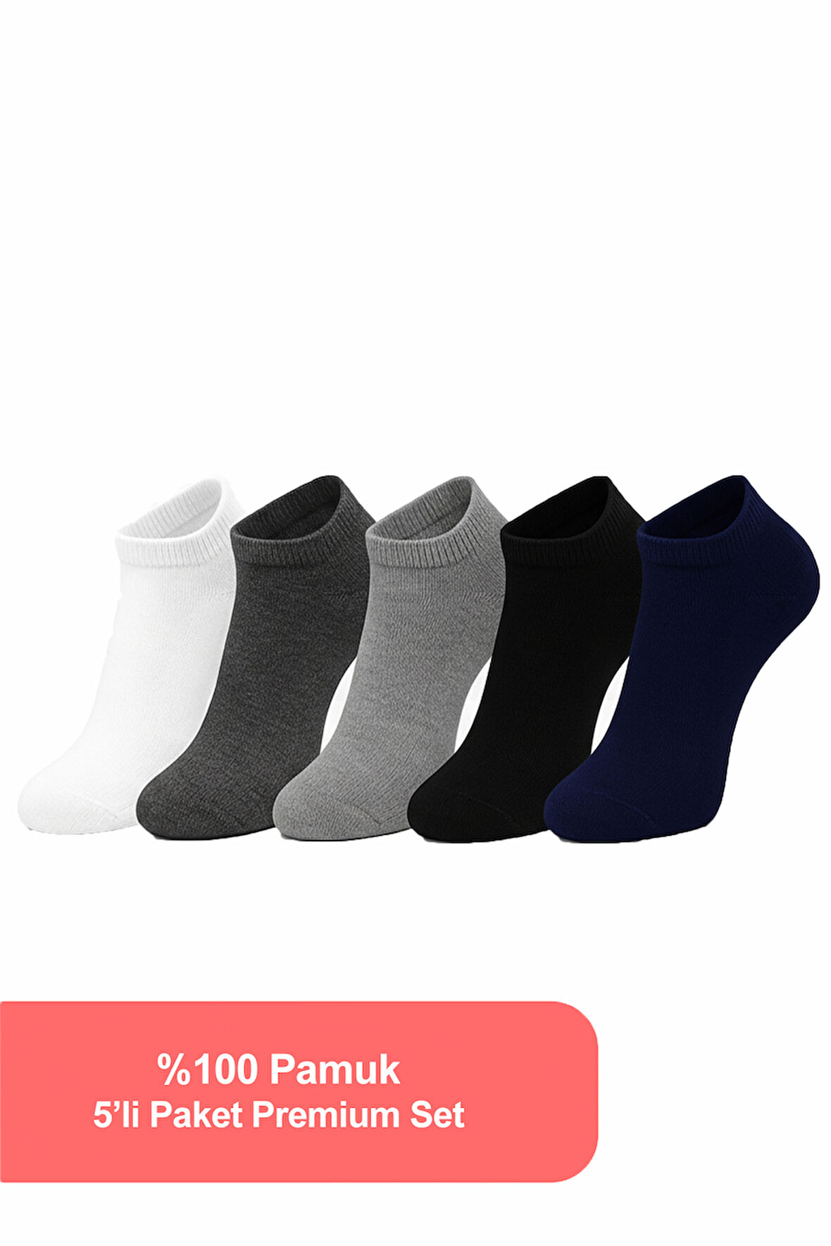 5'li Pamuk Erkek Patik Çorap Seti - Karışık Renkli- Erkek Sneaker Çorap