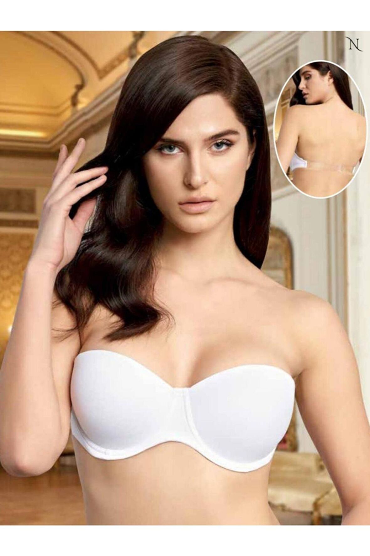 Tek Sırt Şeffaf Askılı Push-up Içi Dolu Straplez Sütyen 1505