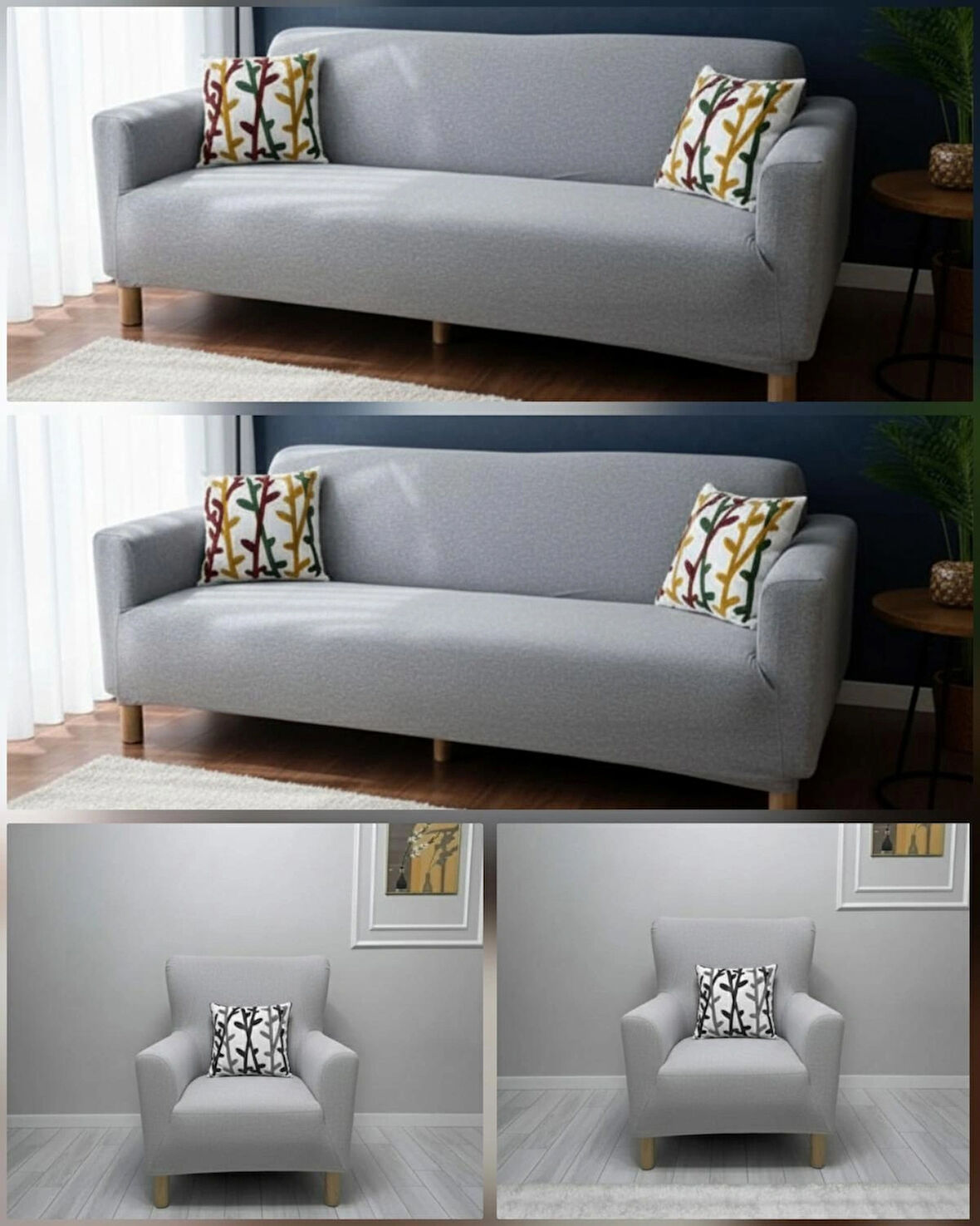  NeseliHome Bohem Jagarlı Kumaş Tüm Giydirme Koltuk Örtüsü 3-3-1-1