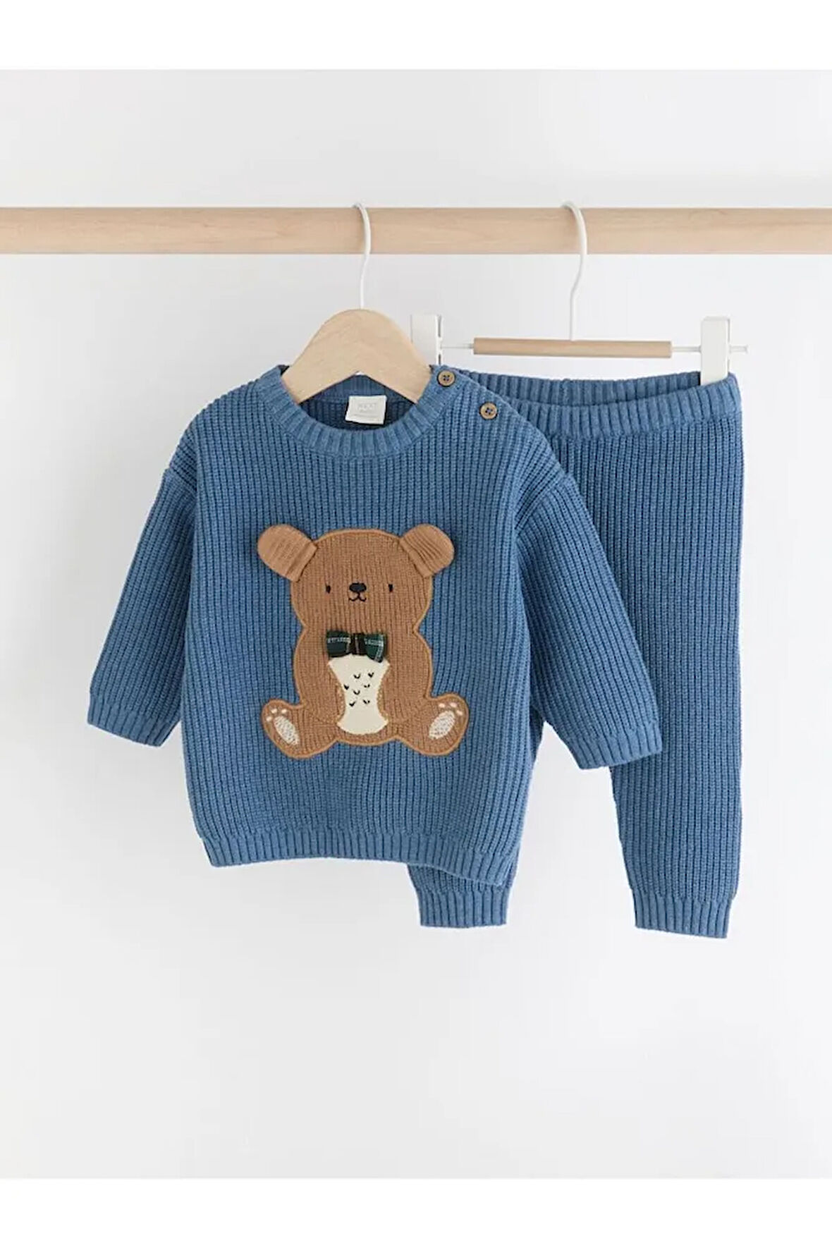 %100 Pamuklu Mavi Teddy Bear Premium Triko Alt Üst Takım