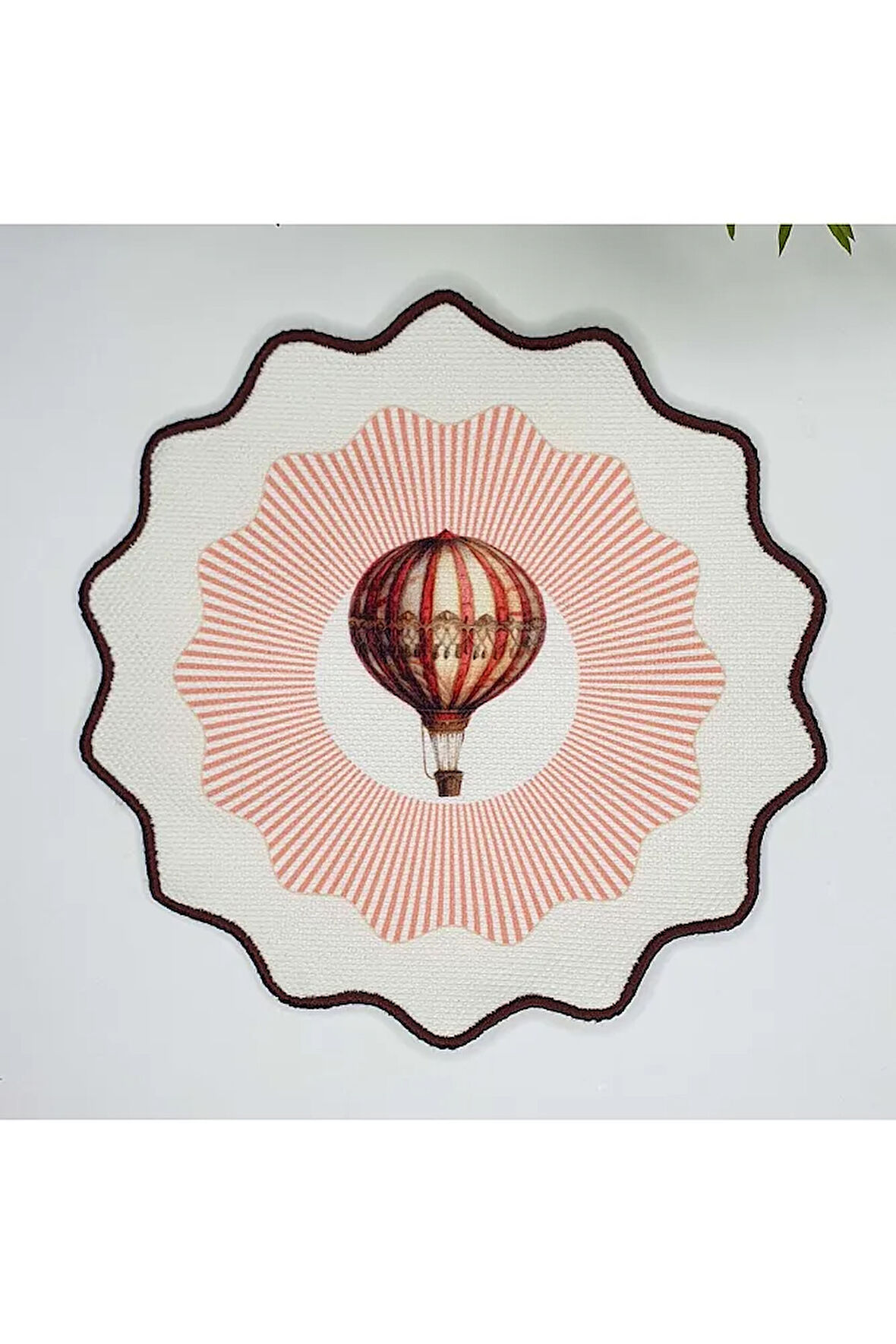Dekoratif Kenar Balon Tasarımlı Nakış Kenar Kumaş Kokteyl Peçetesi 1 Adet