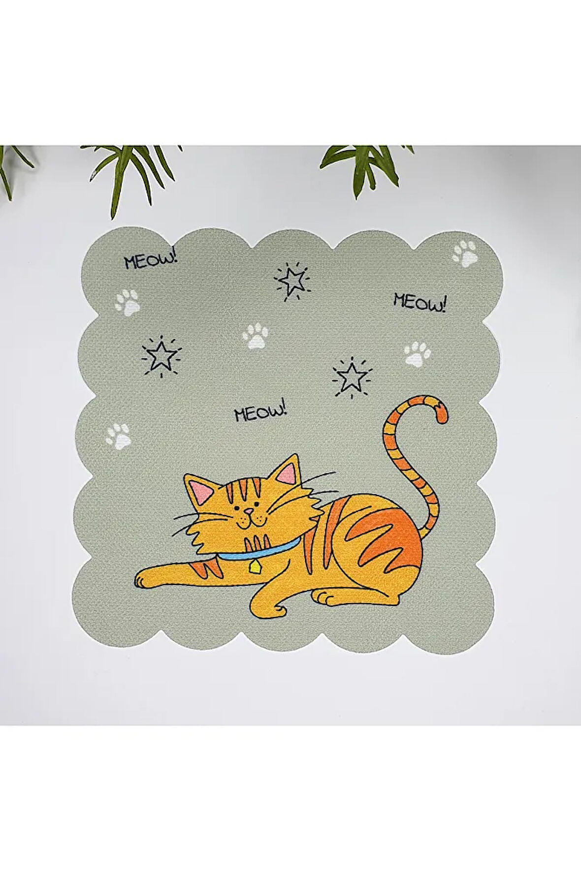 Şirin Kedi Tasarımlı Lazer Kesim Kumaş Kokteyl Peçetesi 1 Adet