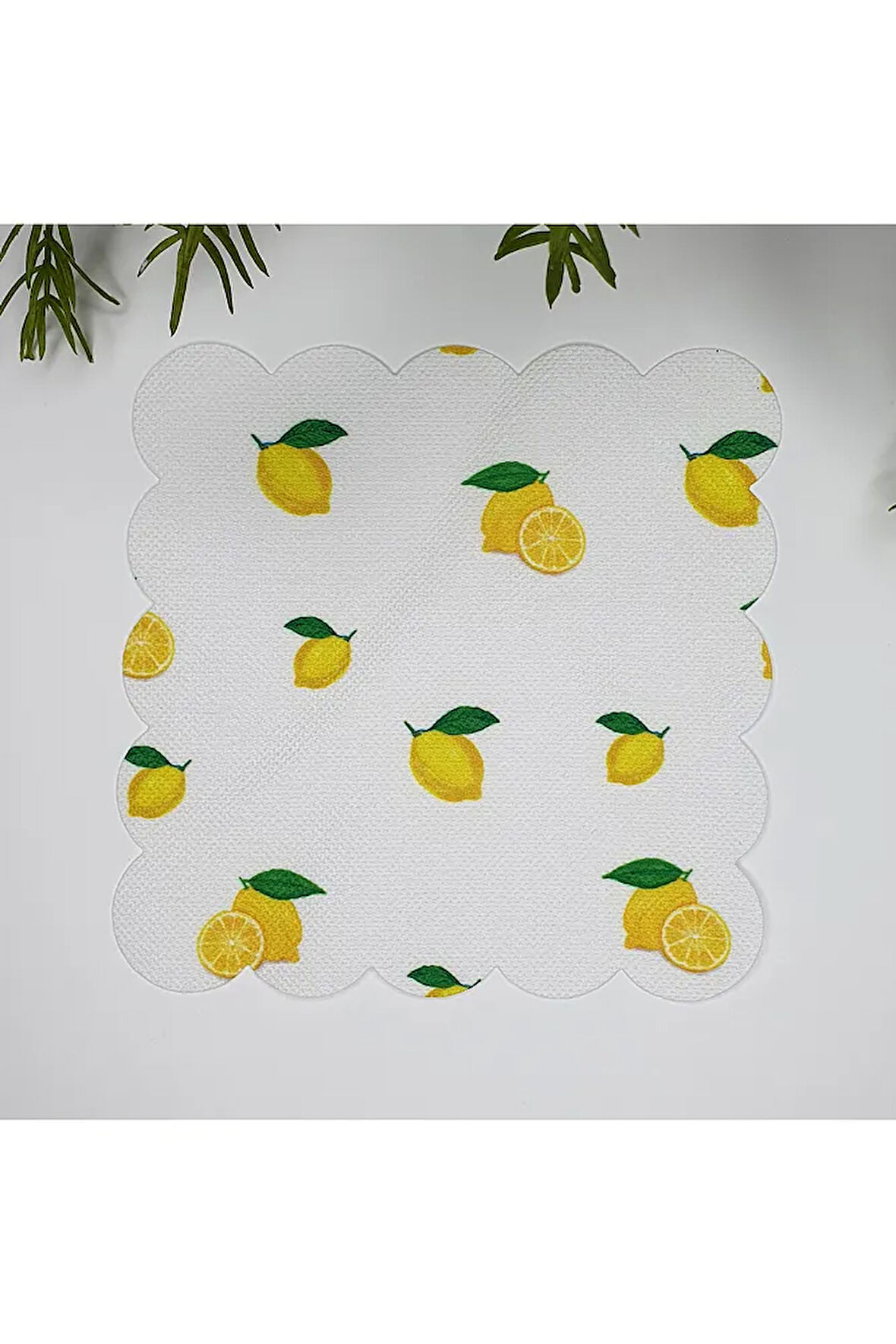 Sulu Boya Limon Desenli Lazer Kesim Kumaş Kokteyl Peçetesi 1 Adet