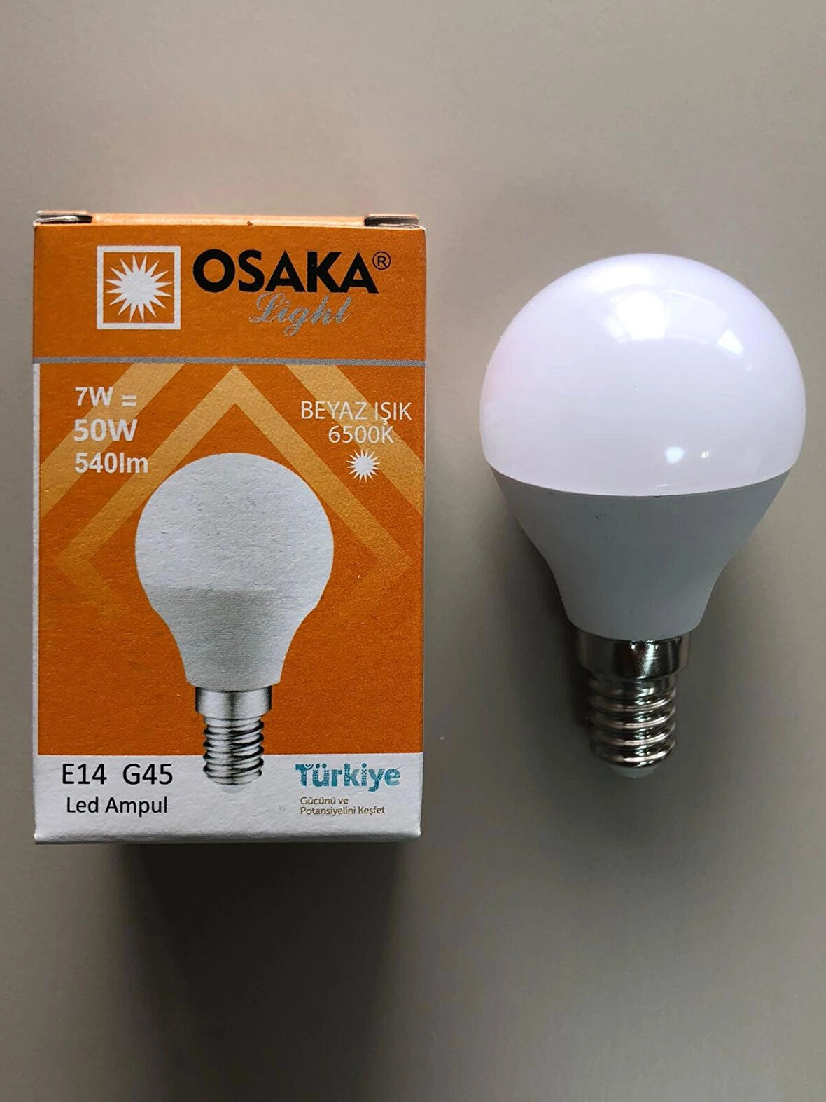 10 ADET OSAKA 7W=50W=540 LÜMEN E 14 TOP AMPÜL 6500K BEYAZ  45mmX75mm