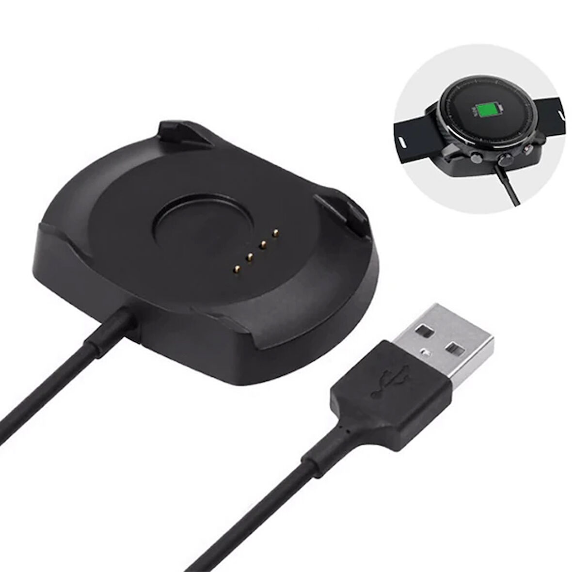 Xiaomi Uyumlu Huami Amazfit 22S Stratos A1609 Akıllı Saat İçin Şarj Kablosu-(5775)