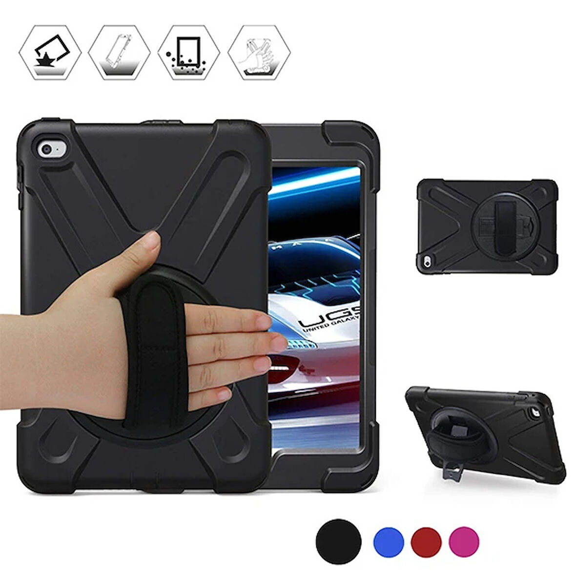 İpad Mini 4/ 5 Shockproof 3 Katmanlı Standlı Zırh Kılıf-(5775)