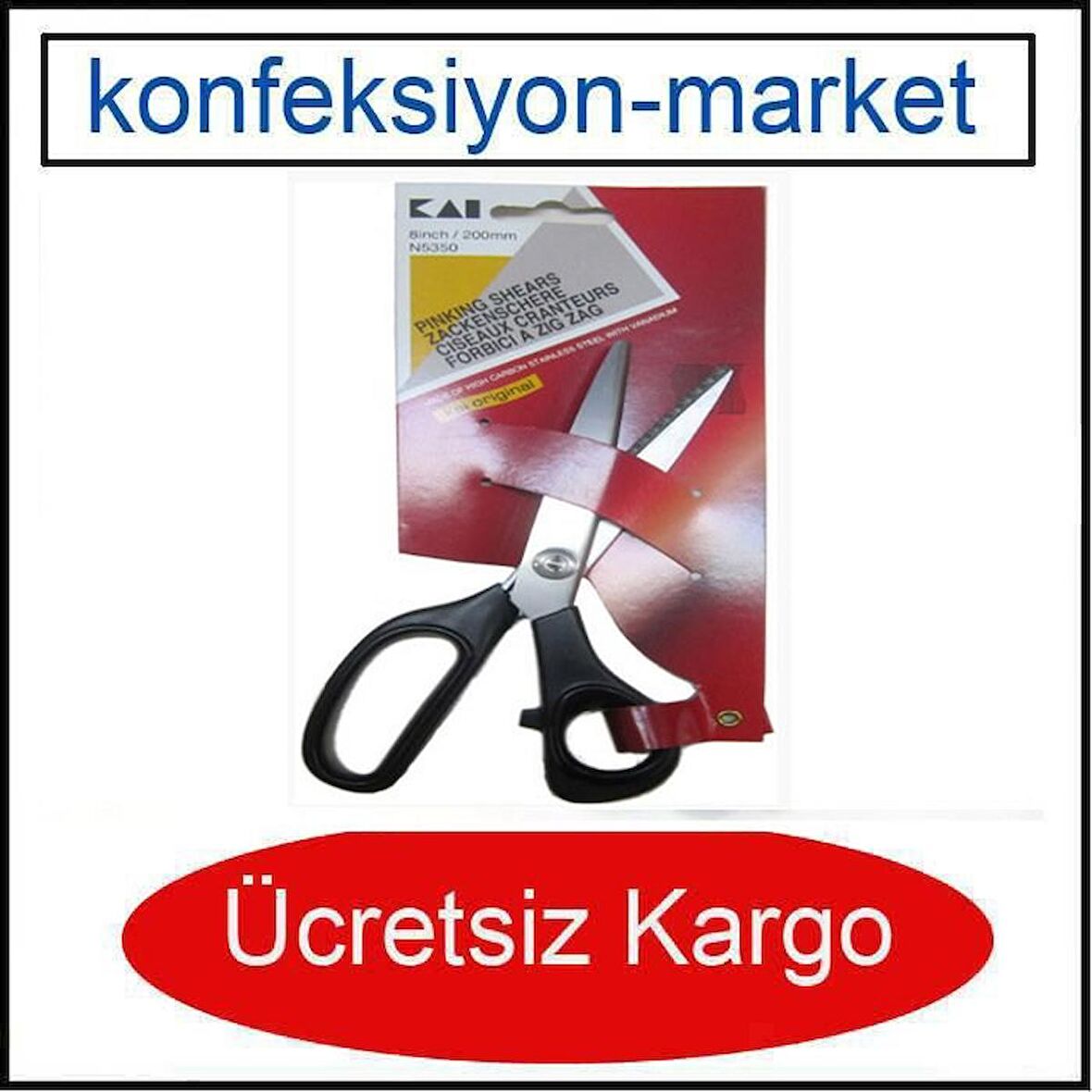 Kai N5350 Plastik Saplı Terzi Sürfile Zigzag Kesim Makası (230mm)