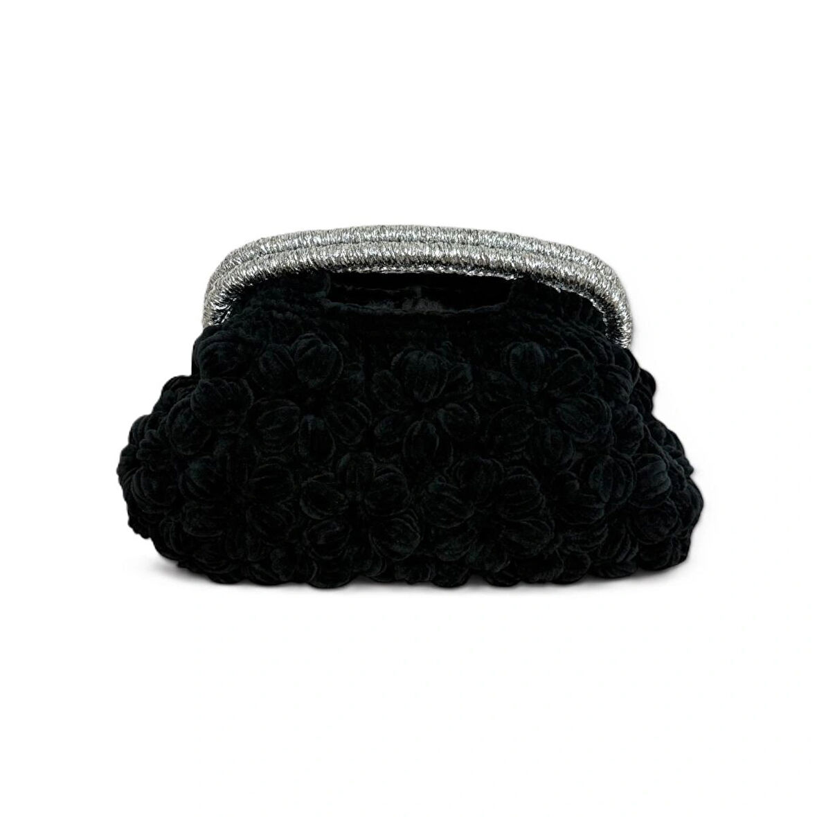 Siyah Kadife El Örgüsü Tasarımcı Çantası – Zarif, Yumuşak Ve Benzersiz