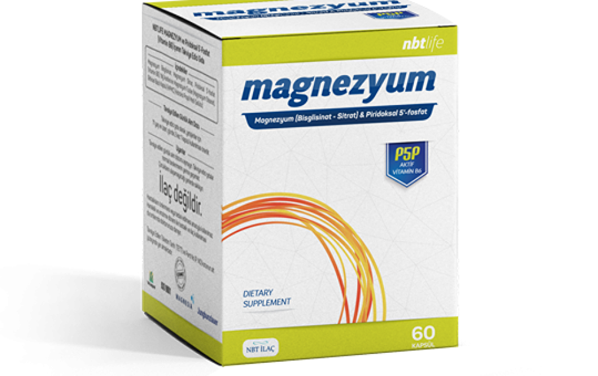 Magnezyum P5P Vitamin B6 İçeren 60 Kapsül