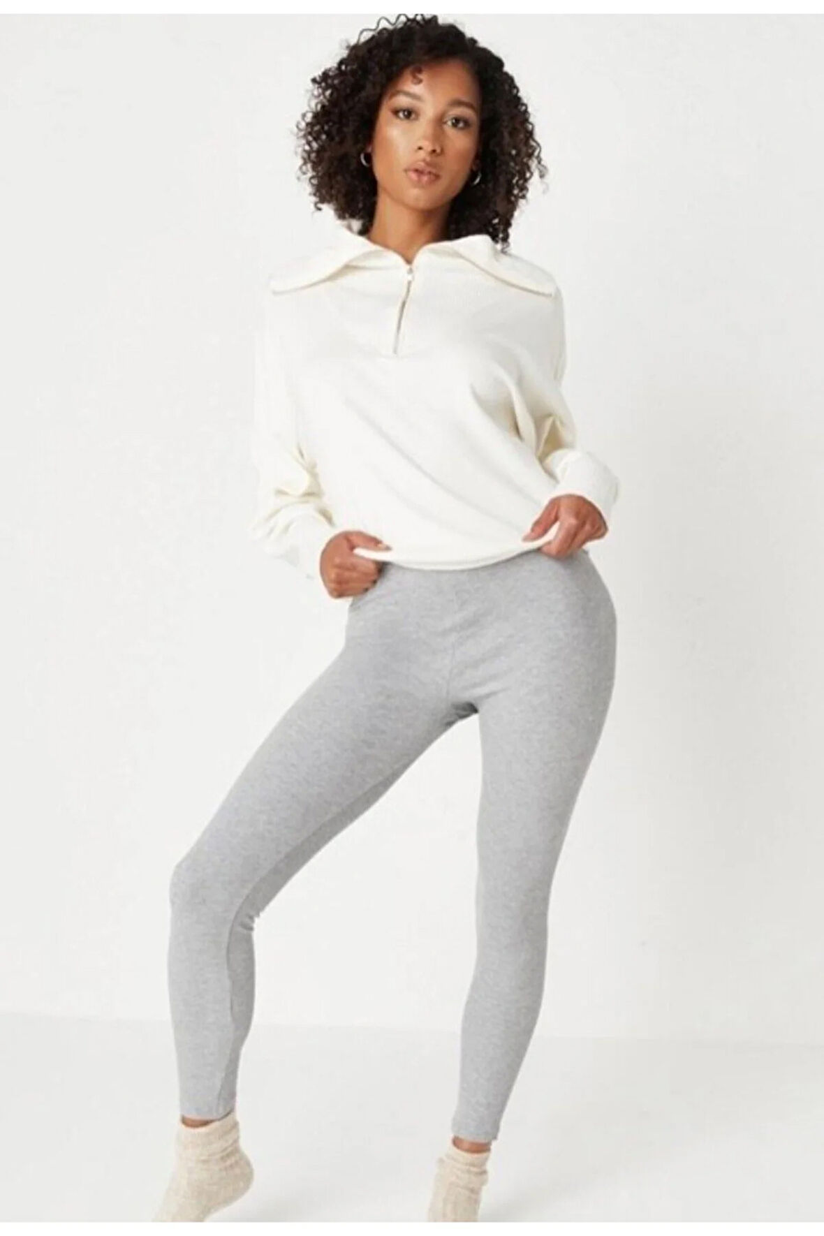 Gri Melanj Fitilli Tayt