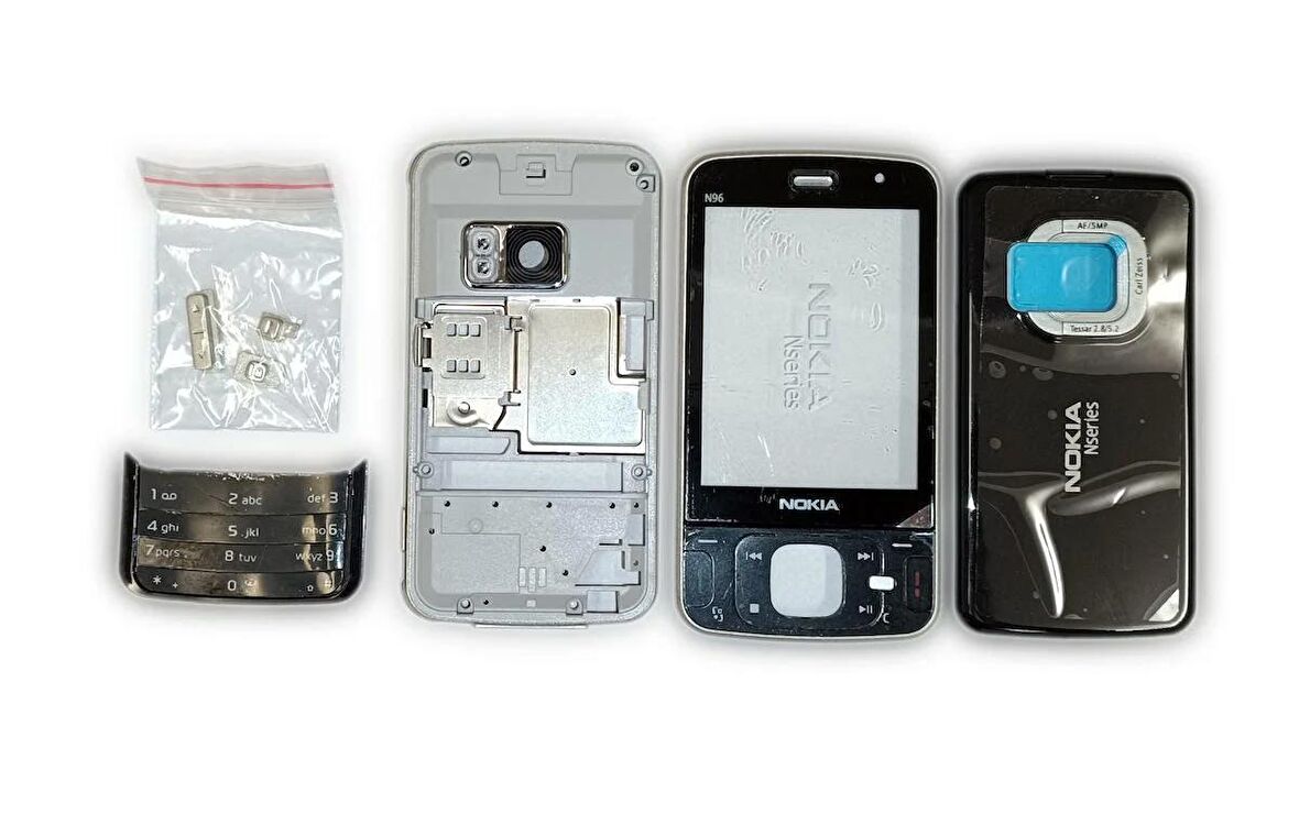 Nokia N96 Kasa Kapak Nokia N96 Siyah Renk Orta Kasa Ön Kapak Arka Kapak Tuş Takımı