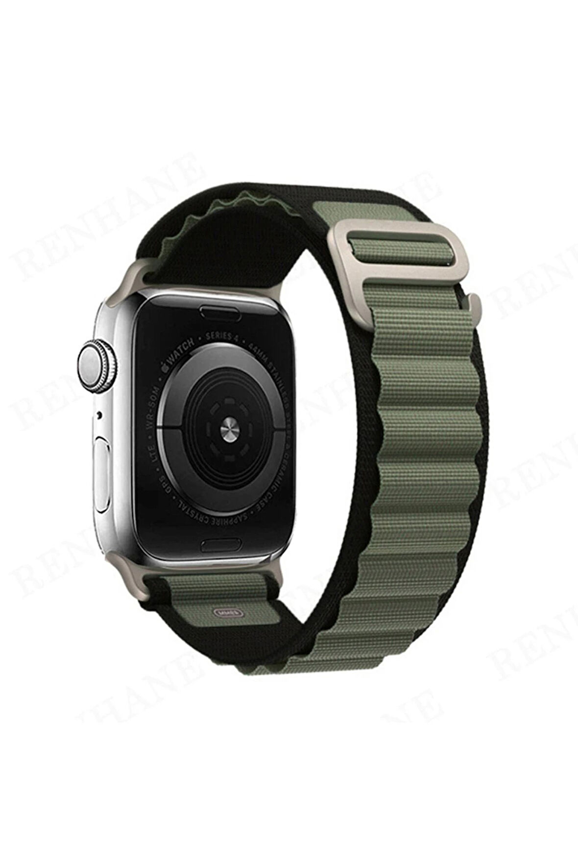 Apple Watch 38mm Mountain Kordon - Siyah-Yeşil-(5796)
