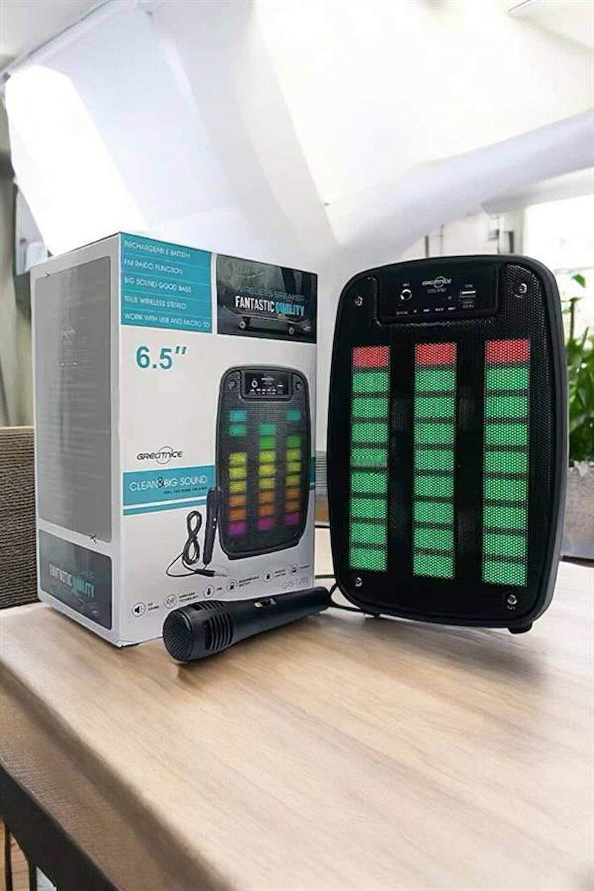 Bluetooth Hoparlör Mikrofonlu Speaker Taşınabilir Şarjlı