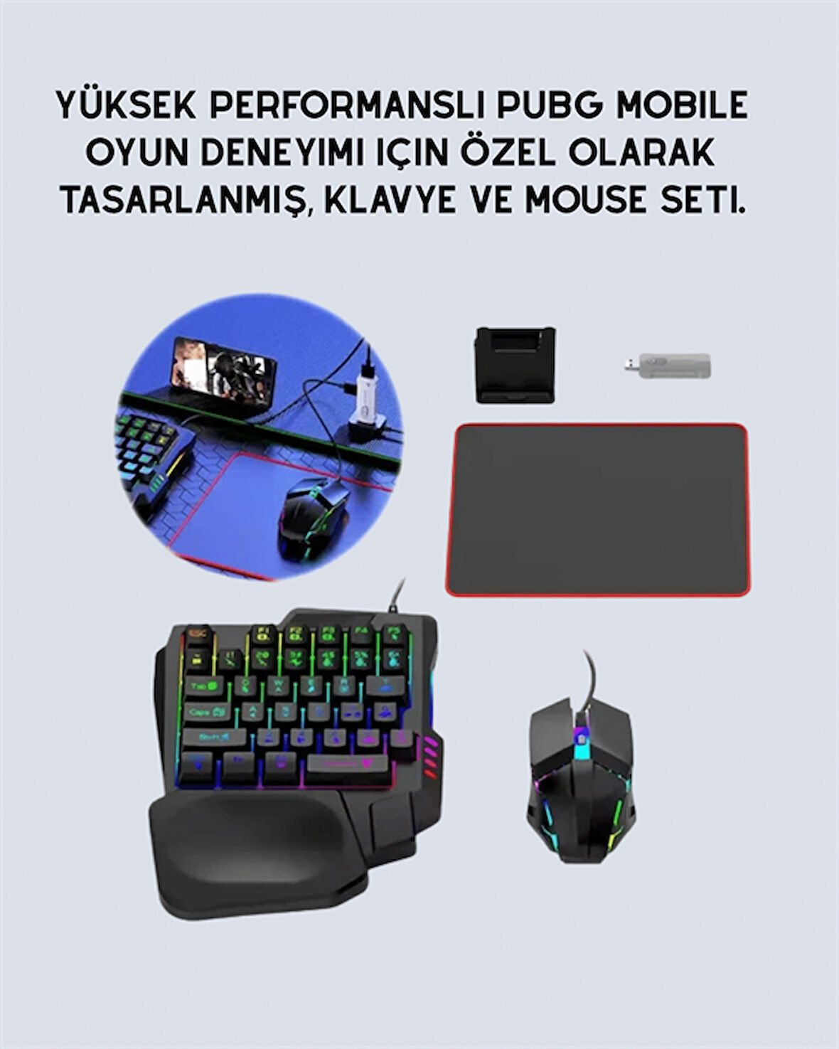 5in1 BT5.3 Mobil Oyun Kiti Klavye Mouse Dönüştürücü Seti